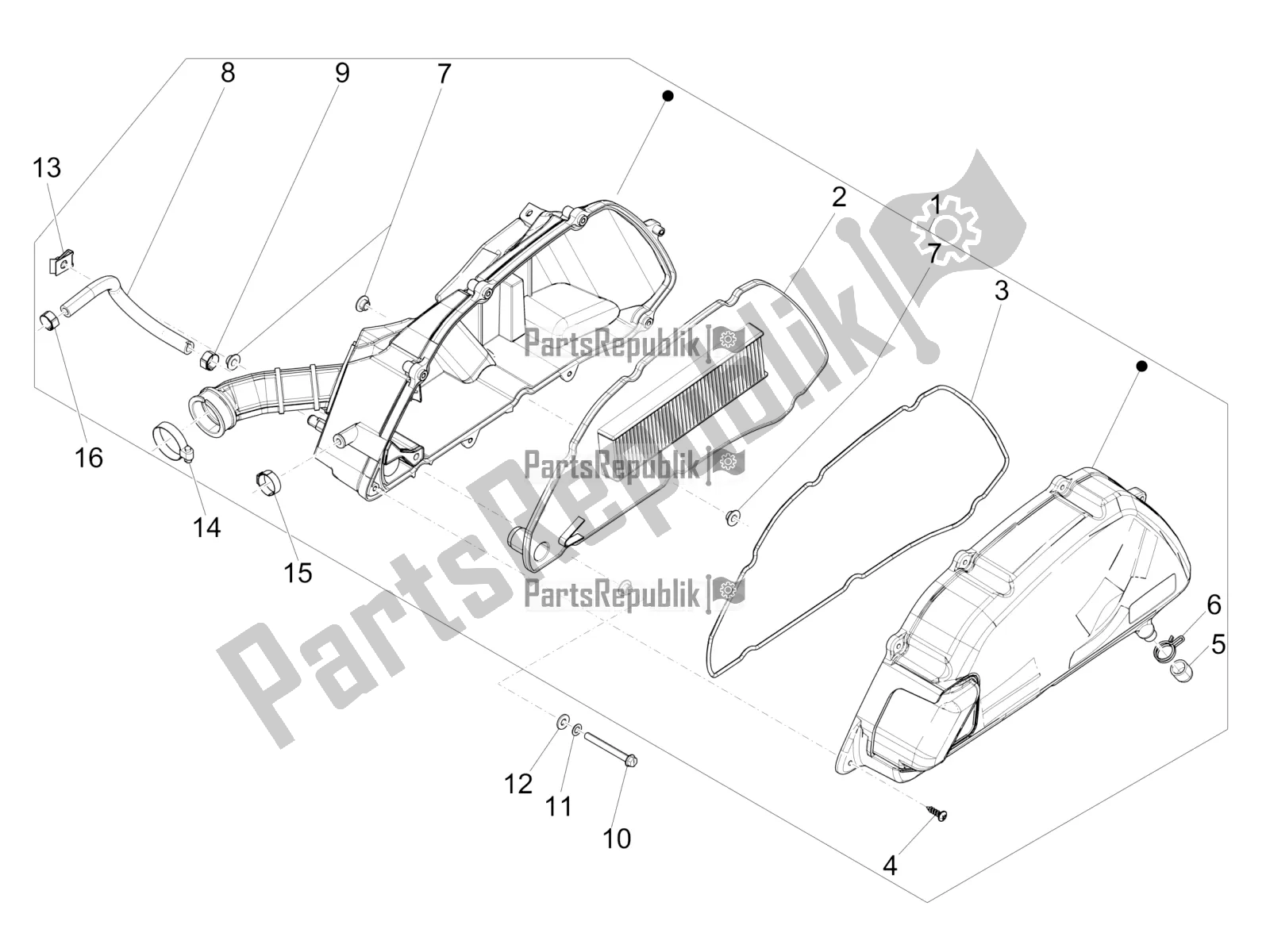 Todas las partes para Filtro De Aire de Piaggio Medley 150 4T IE ABS 2016