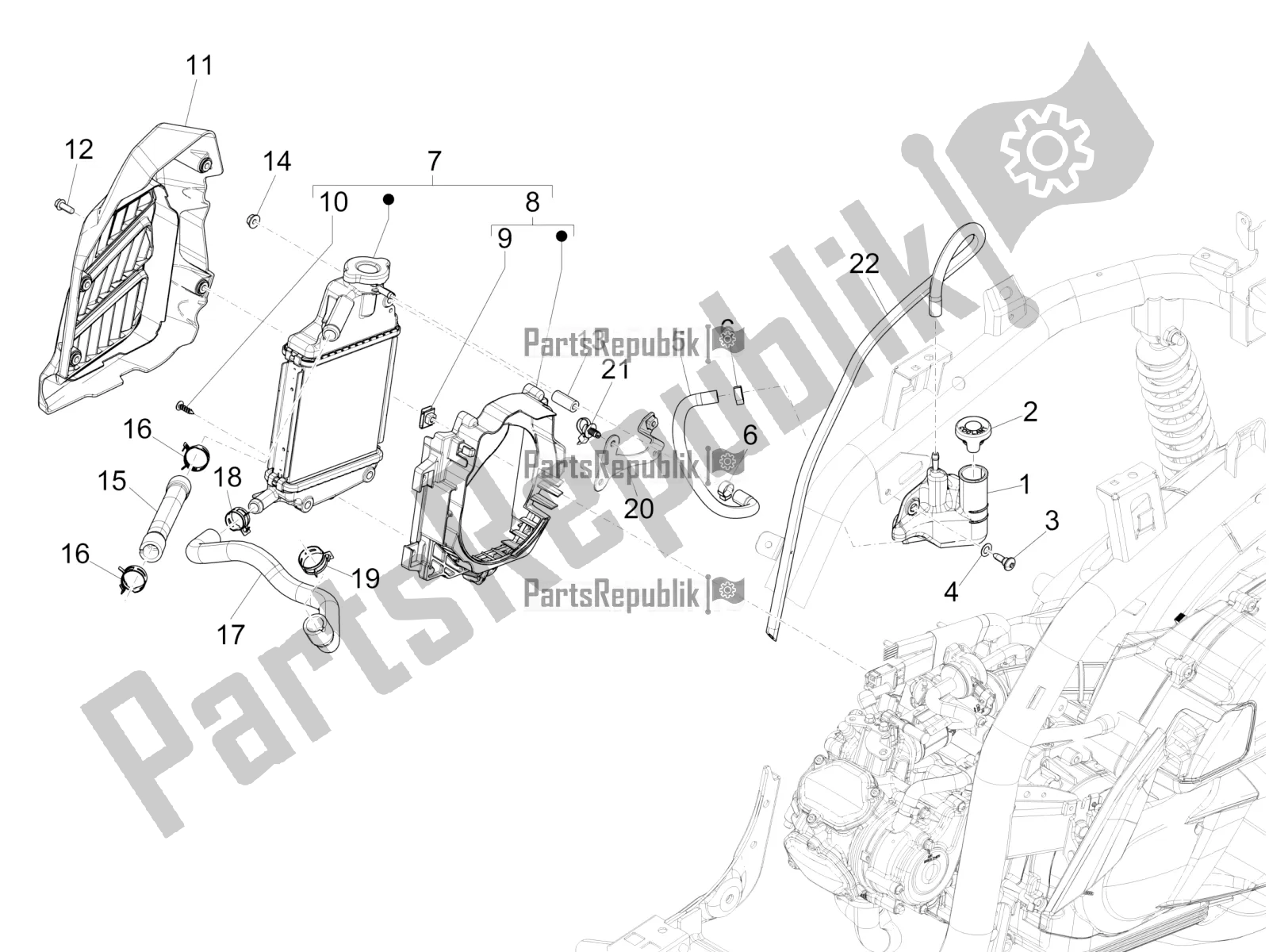 Todas las partes para Sistema De Refrigeración de Piaggio Medley 150 4T IE ABS 2016