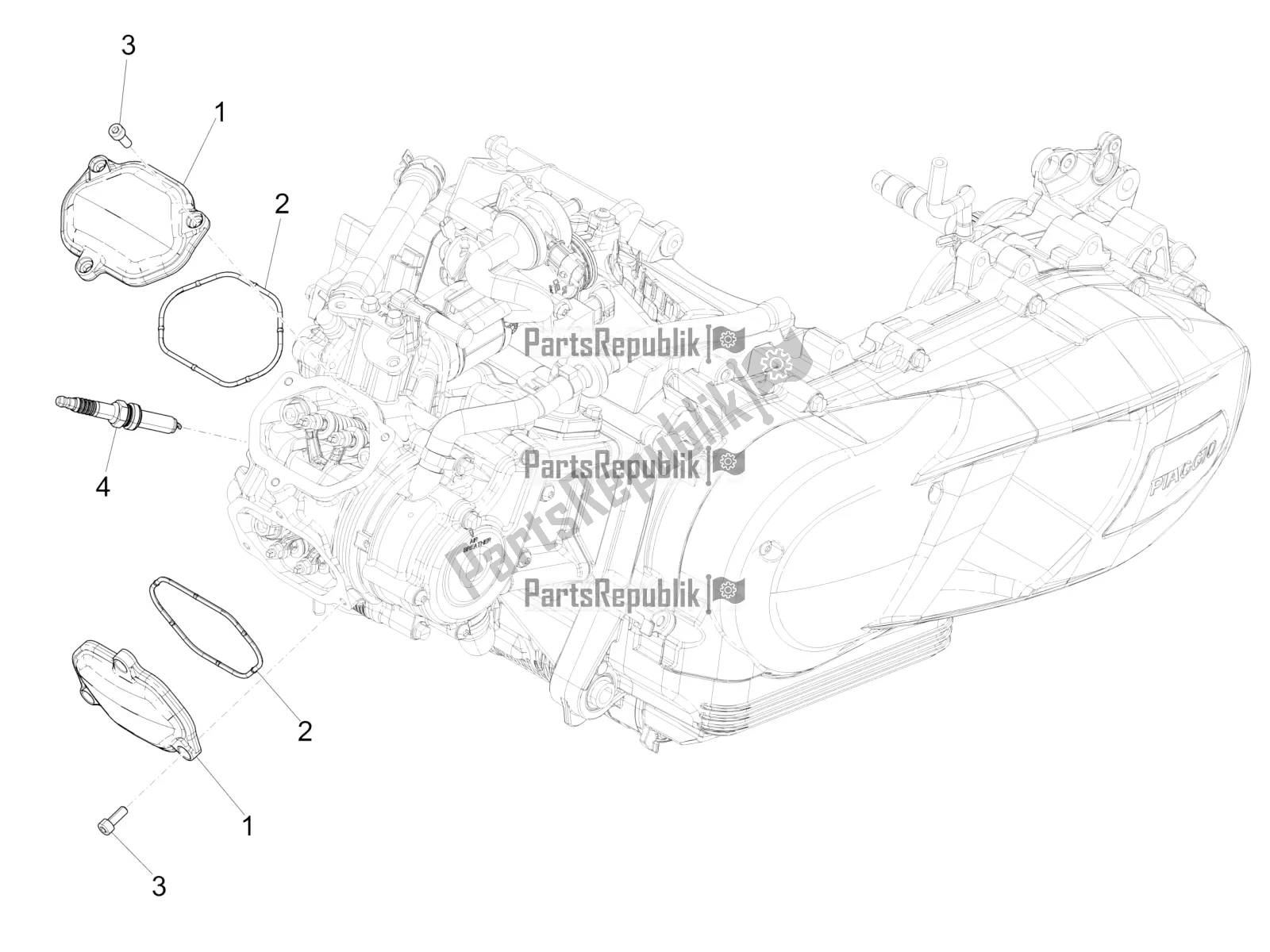 Todas las partes para Cubierta De Tapa De Cilindro de Piaggio Medley 150 4T IE ABS 2016