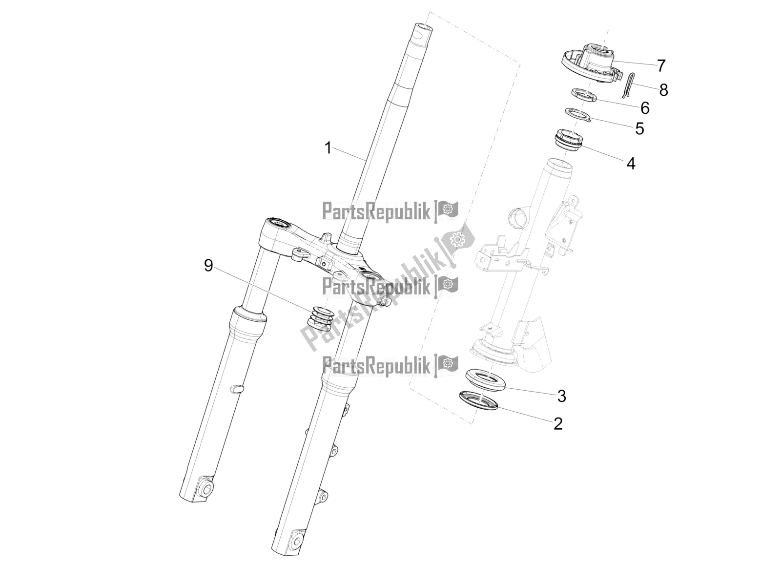 Toutes les pièces pour le Fourche / Tube De Direction - Palier De Direction du Piaggio Medley 150 4T IE ABS 2016