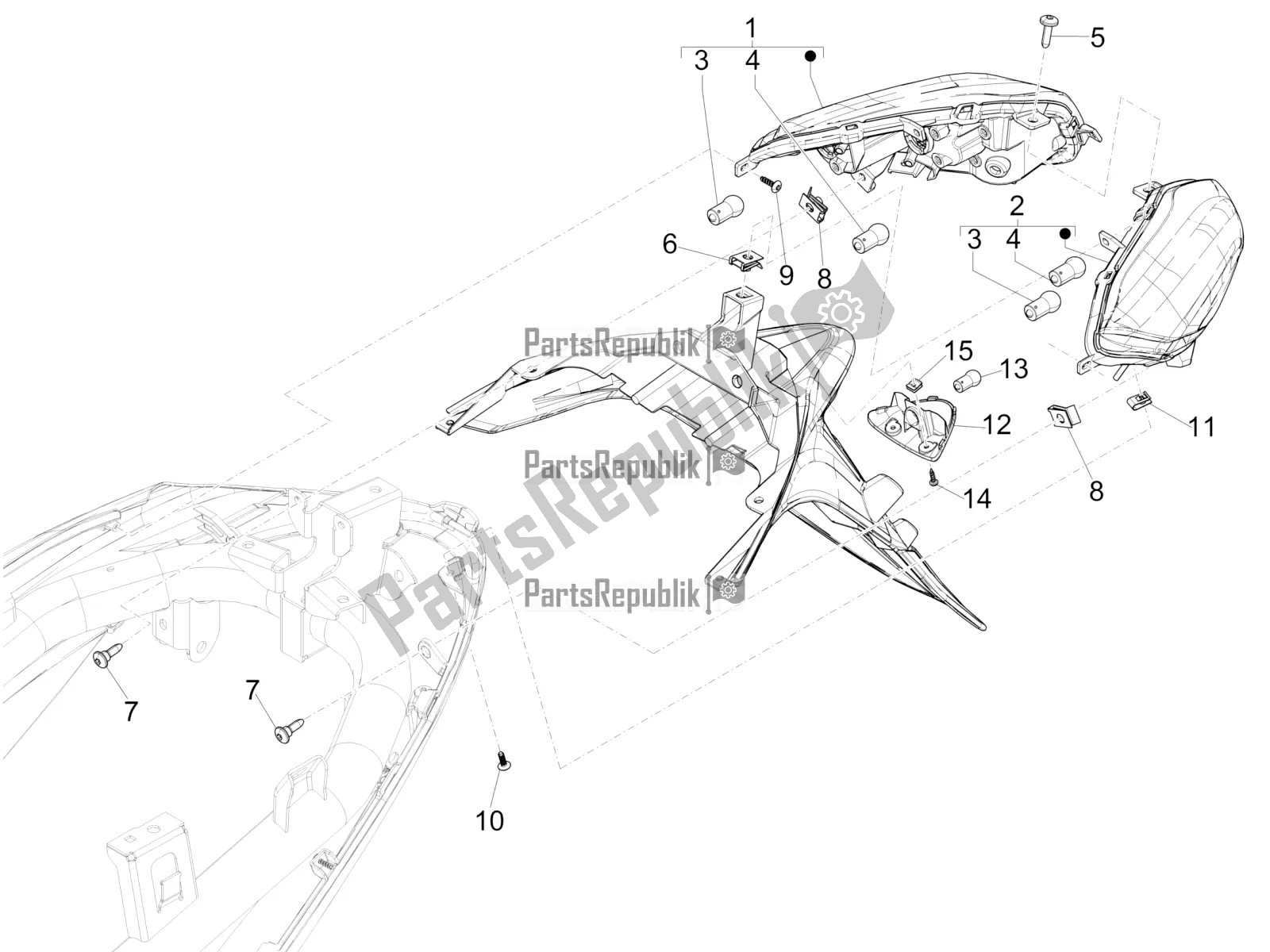 Toutes les pièces pour le Phares Arrière - Clignotants du Piaggio Medley 150 4T IE ABS 2016