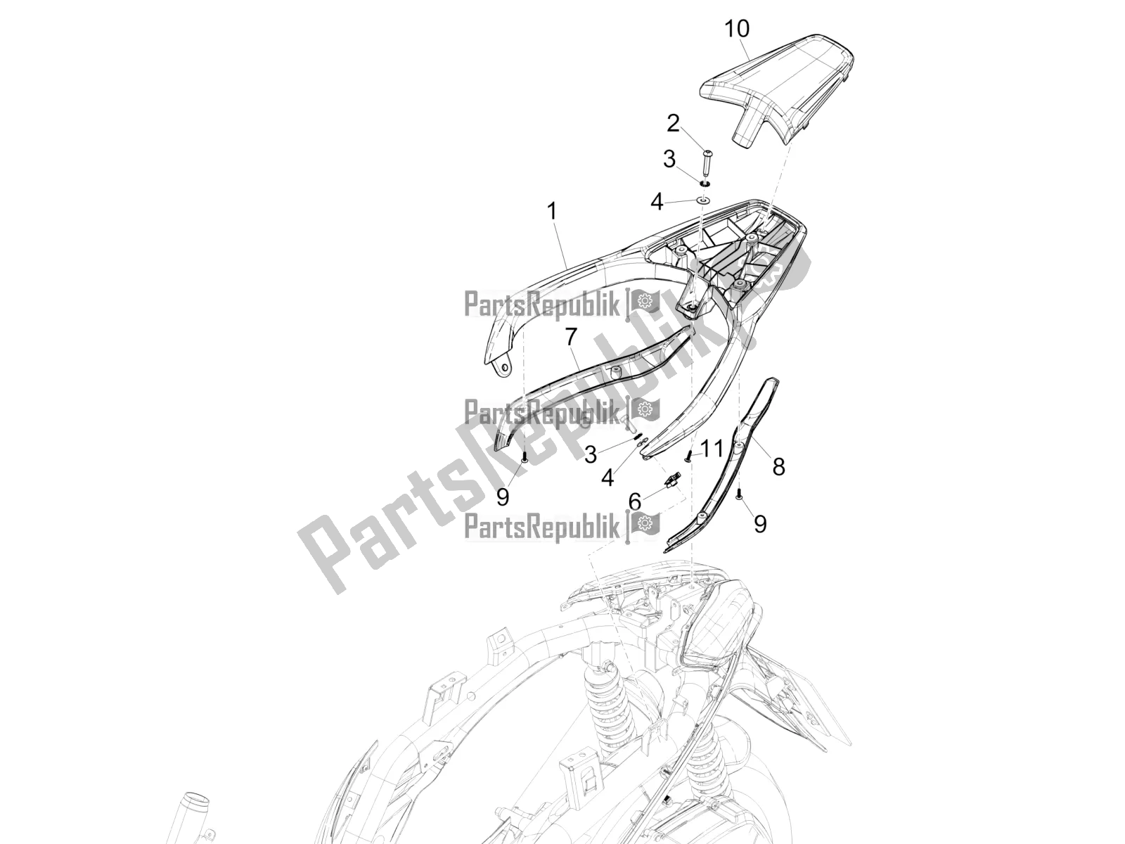 Todas las partes para Portaequipajes Trasero de Piaggio Medley 150 4T IE ABS 2016