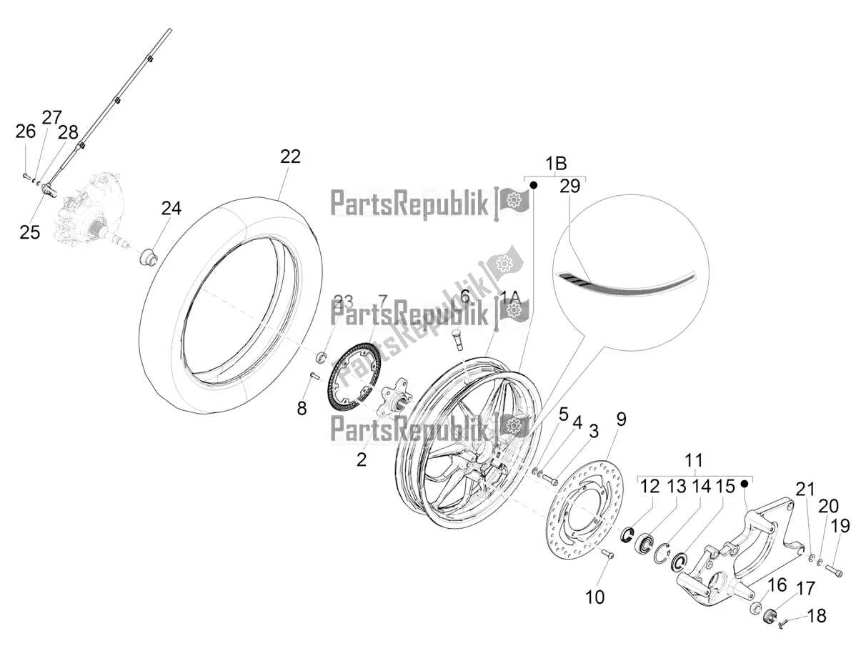 Toutes les pièces pour le Roue Arrière du Piaggio Medley 150 4T IE ABS 2016