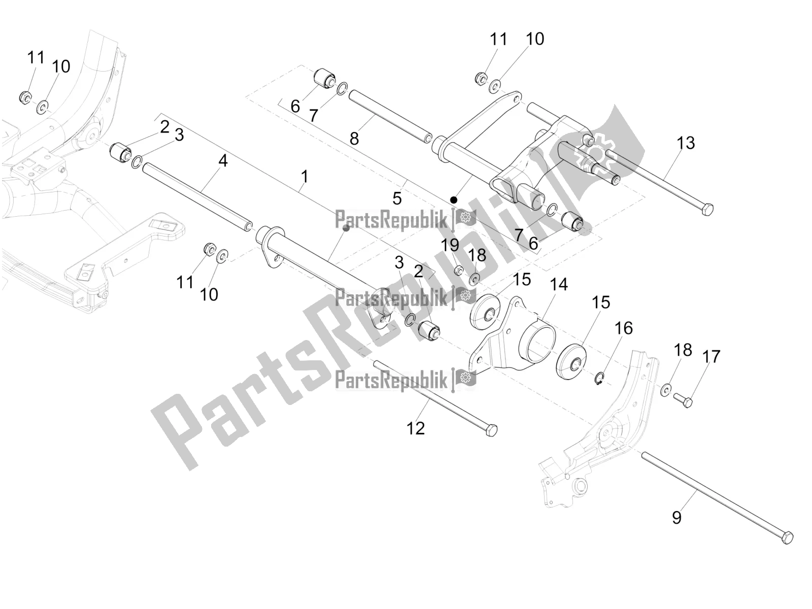 Todas las partes para Brazo Oscilante de Piaggio Medley 150 4T IE ABS 2016