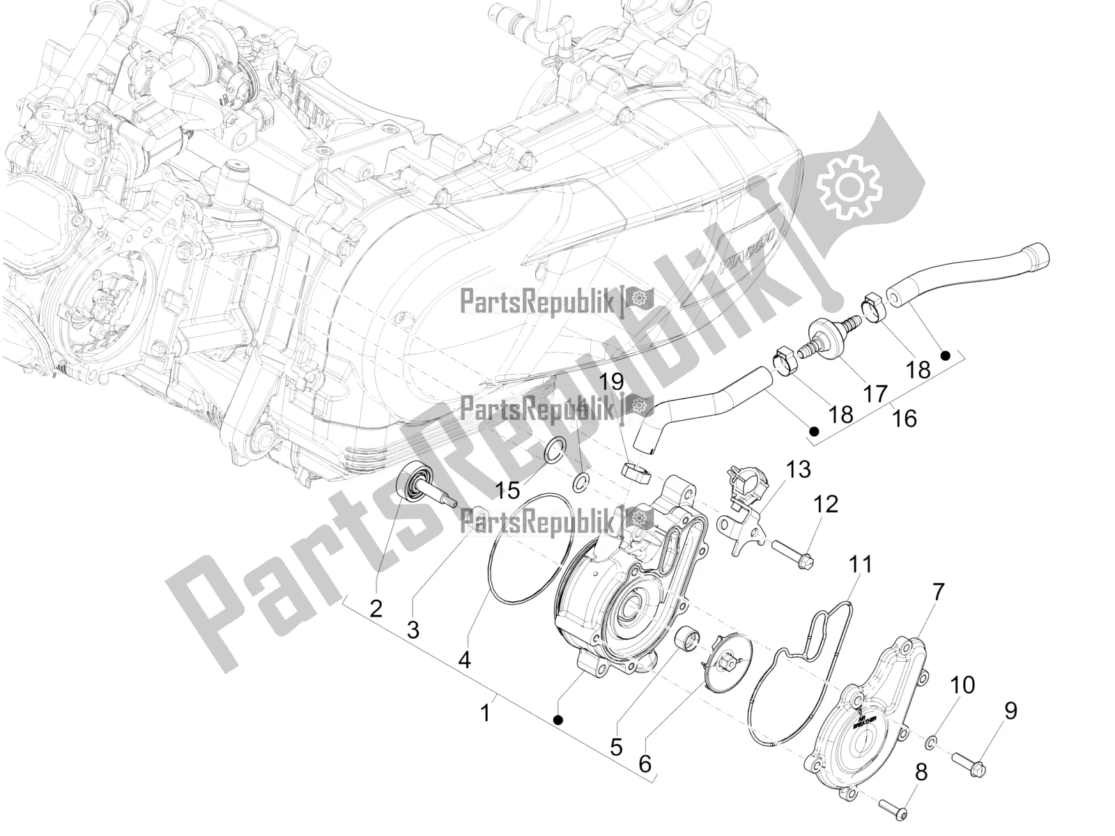 Todas las partes para Bomba De Enfriamiento de Piaggio Medley 150 4T IE ABS 2017