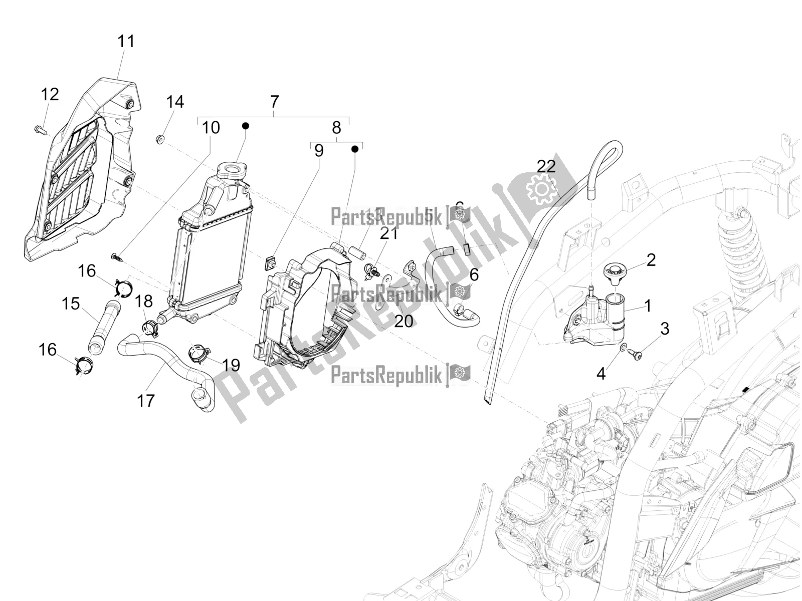 Toutes les pièces pour le Système De Refroidissement du Piaggio Medley 150 4T IE ABS 2017