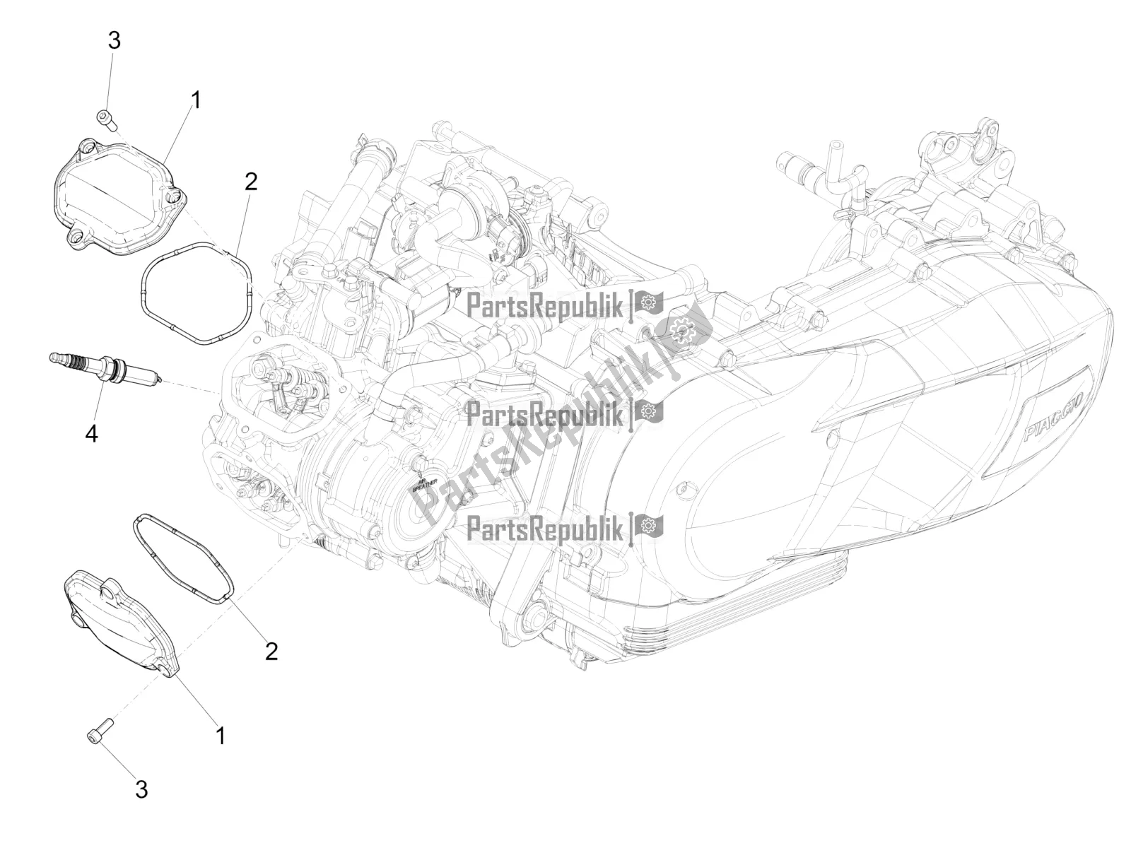 Tutte le parti per il Coperchio Della Testata del Piaggio Medley 150 4T IE ABS 2017