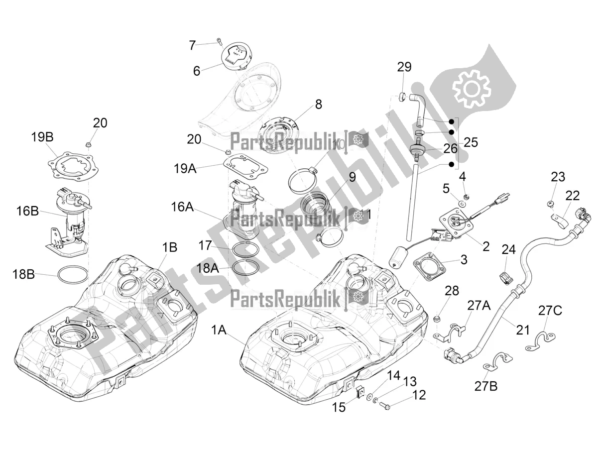 Toutes les pièces pour le Réservoir D'essence du Piaggio Medley 150 4T IE ABS 2017