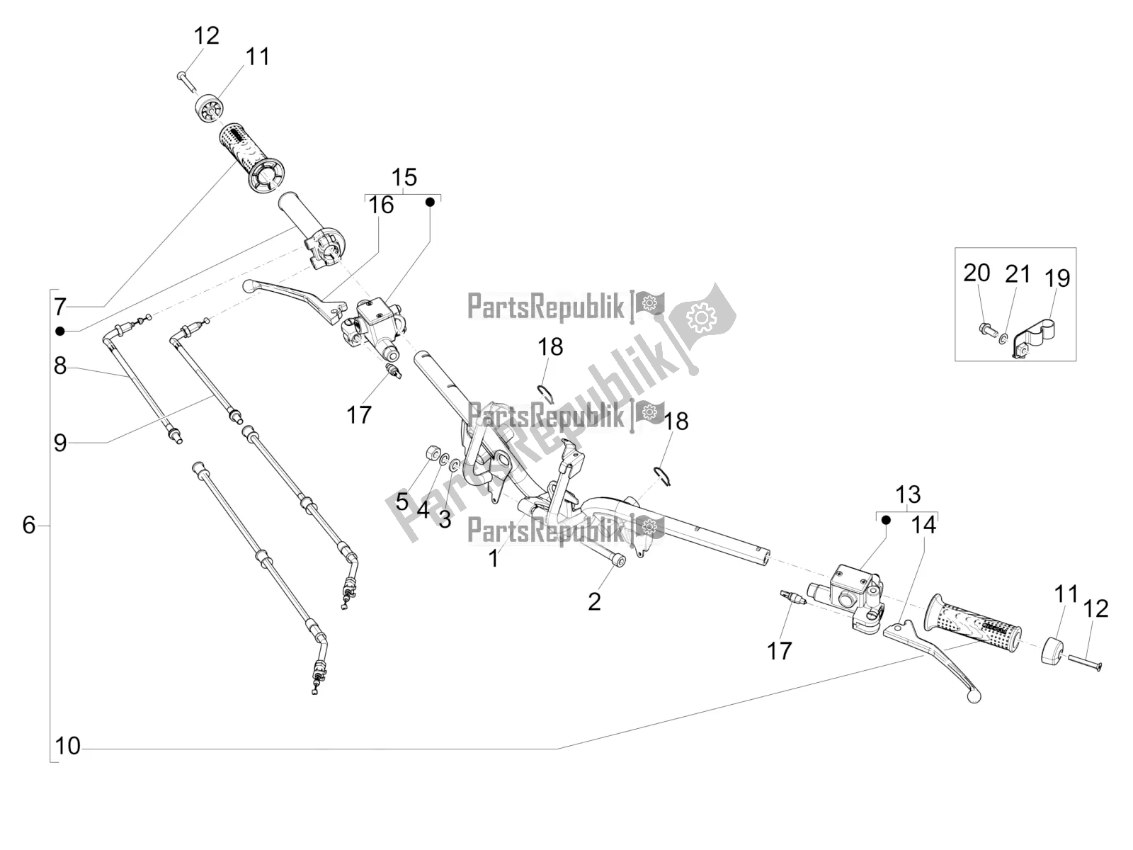 All parts for the Handlebars - Master Cil. Of the Piaggio Medley 150 4T IE ABS 2017