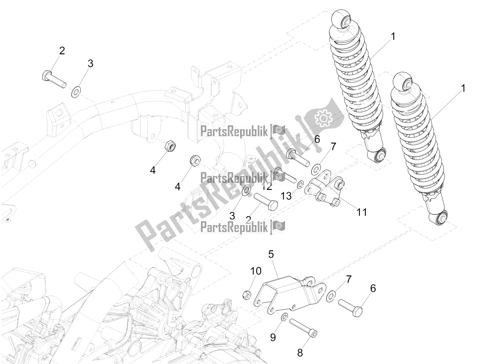 Toutes les pièces pour le Suspension Arrière - Amortisseur / S du Piaggio Medley 150 4T IE ABS 2017