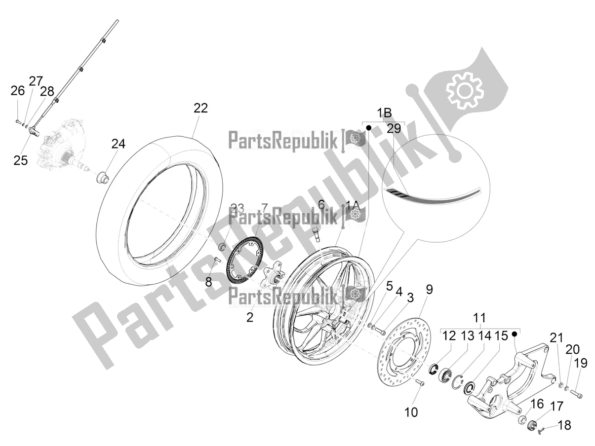 Toutes les pièces pour le Roue Arrière du Piaggio Medley 150 4T IE ABS 2017