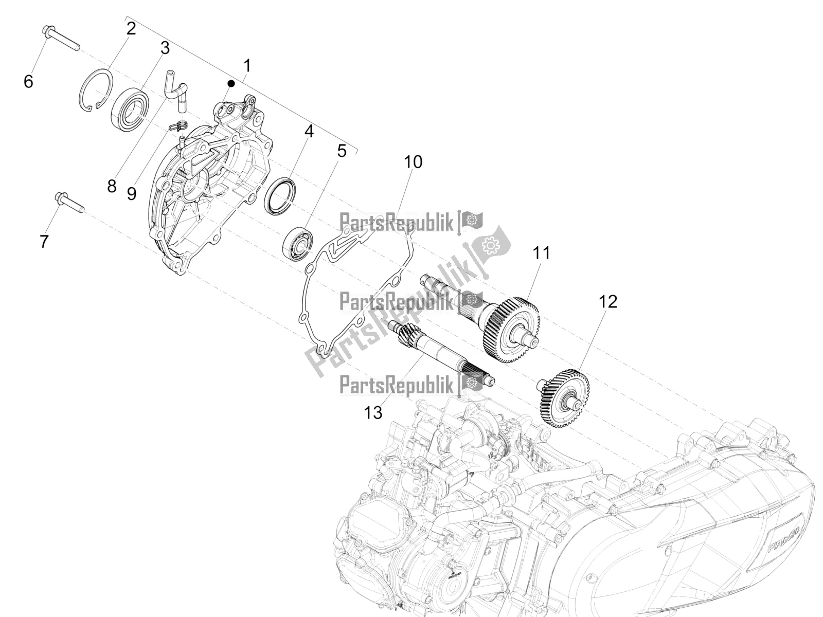 Tutte le parti per il Unità Di Riduzione del Piaggio Medley 150 4T IE ABS 2017