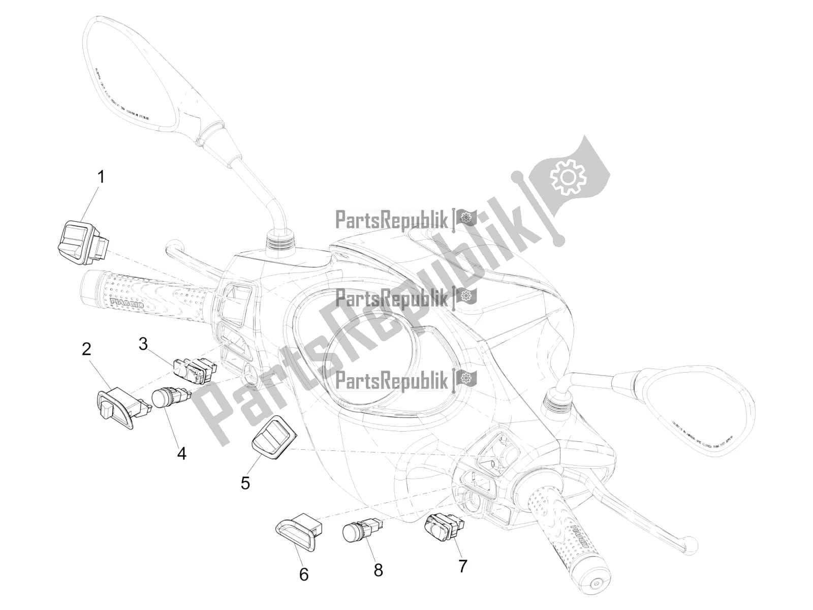 All parts for the Selectors - Switches - Buttons of the Piaggio Medley 150 4T IE ABS 2017