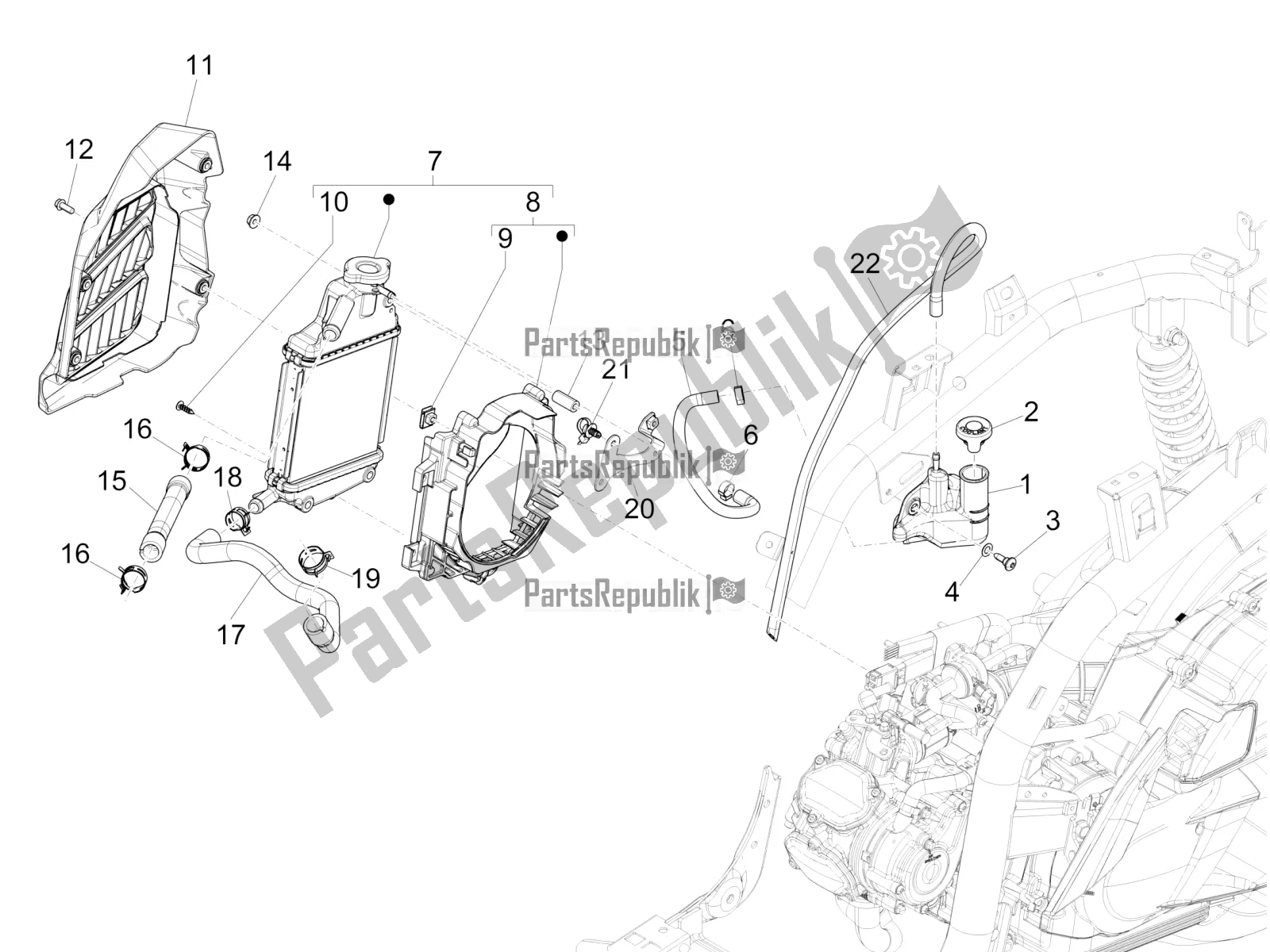 Toutes les pièces pour le Système De Refroidissement du Piaggio Medley 150 4T IE ABS 2018