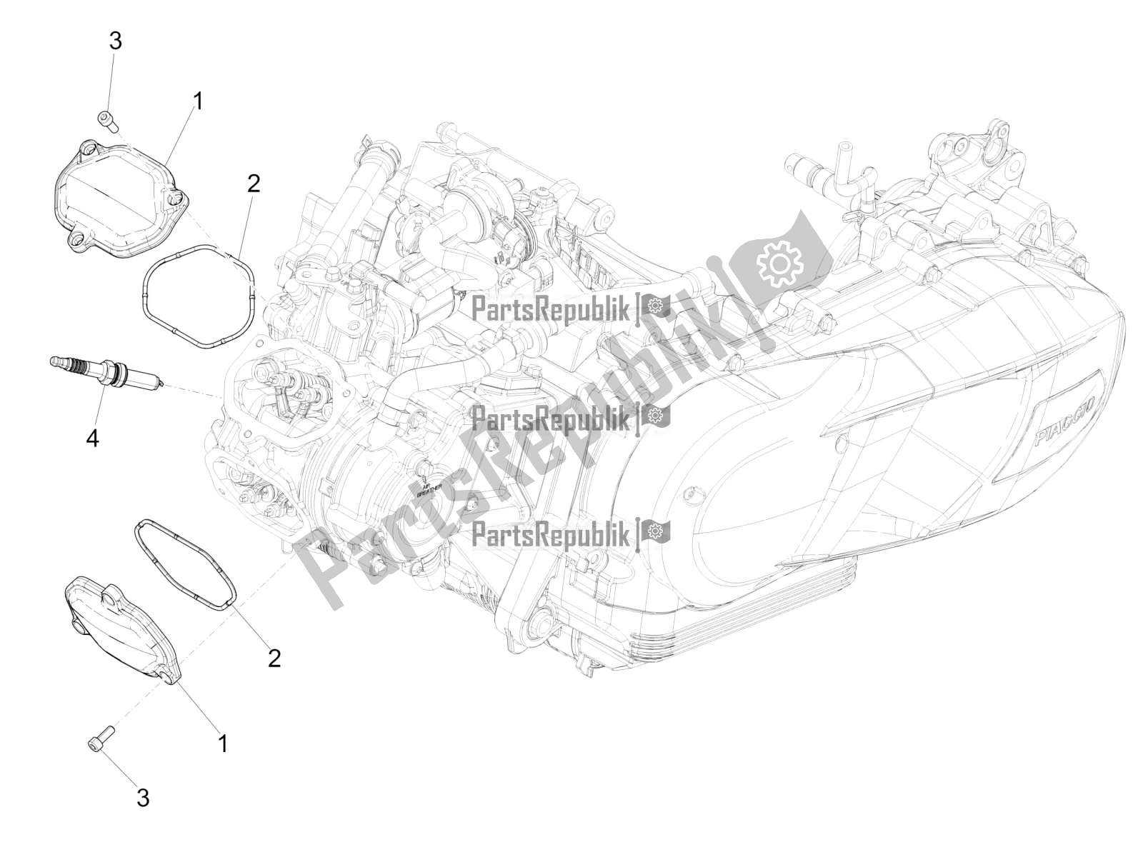 Tutte le parti per il Coperchio Della Testata del Piaggio Medley 150 4T IE ABS 2018