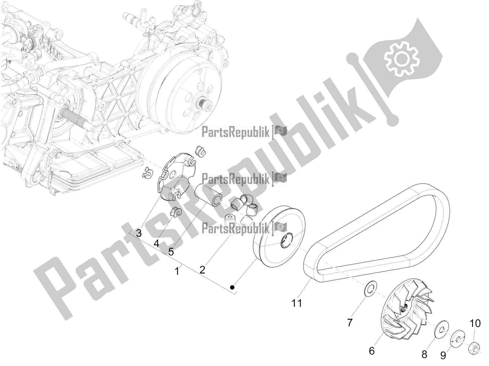 Alle onderdelen voor de Aandrijfpoelie van de Piaggio Medley 150 4T IE ABS 2018