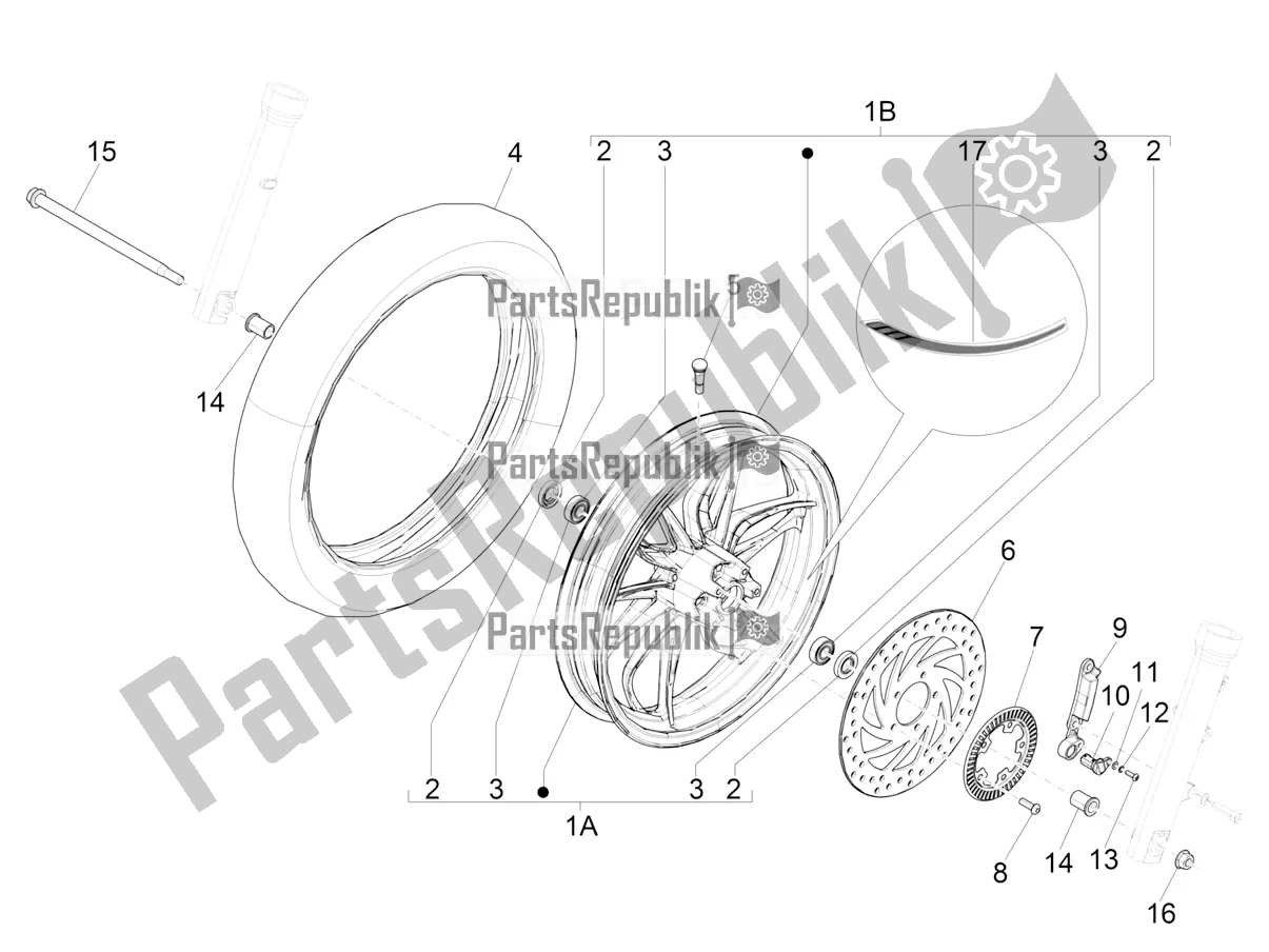 Toutes les pièces pour le Roue Avant du Piaggio Medley 150 4T IE ABS 2018