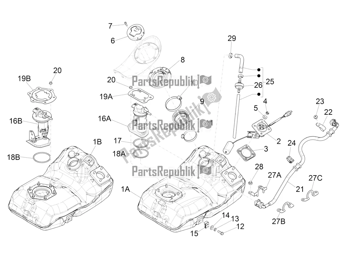 Toutes les pièces pour le Réservoir D'essence du Piaggio Medley 150 4T IE ABS 2018