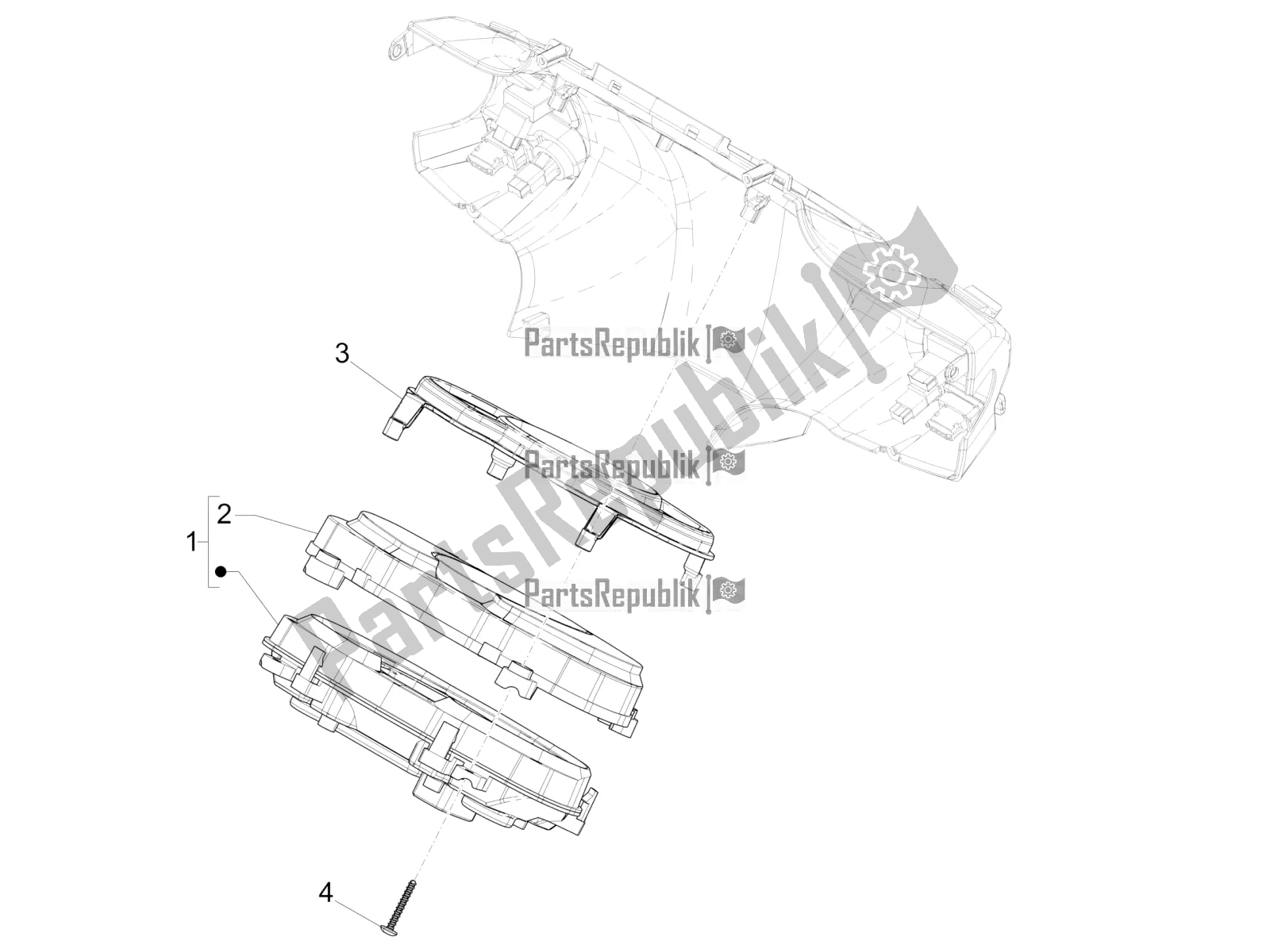 Tutte le parti per il Combinazione Metro - Cruscotto del Piaggio Medley 150 4T IE ABS 2018