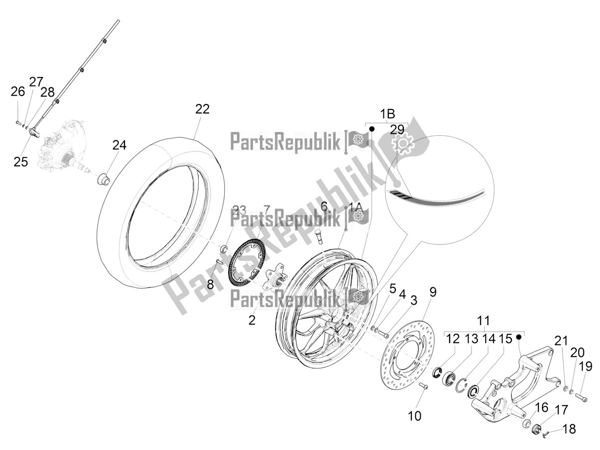 Toutes les pièces pour le Roue Arrière du Piaggio Medley 150 4T IE ABS 2018