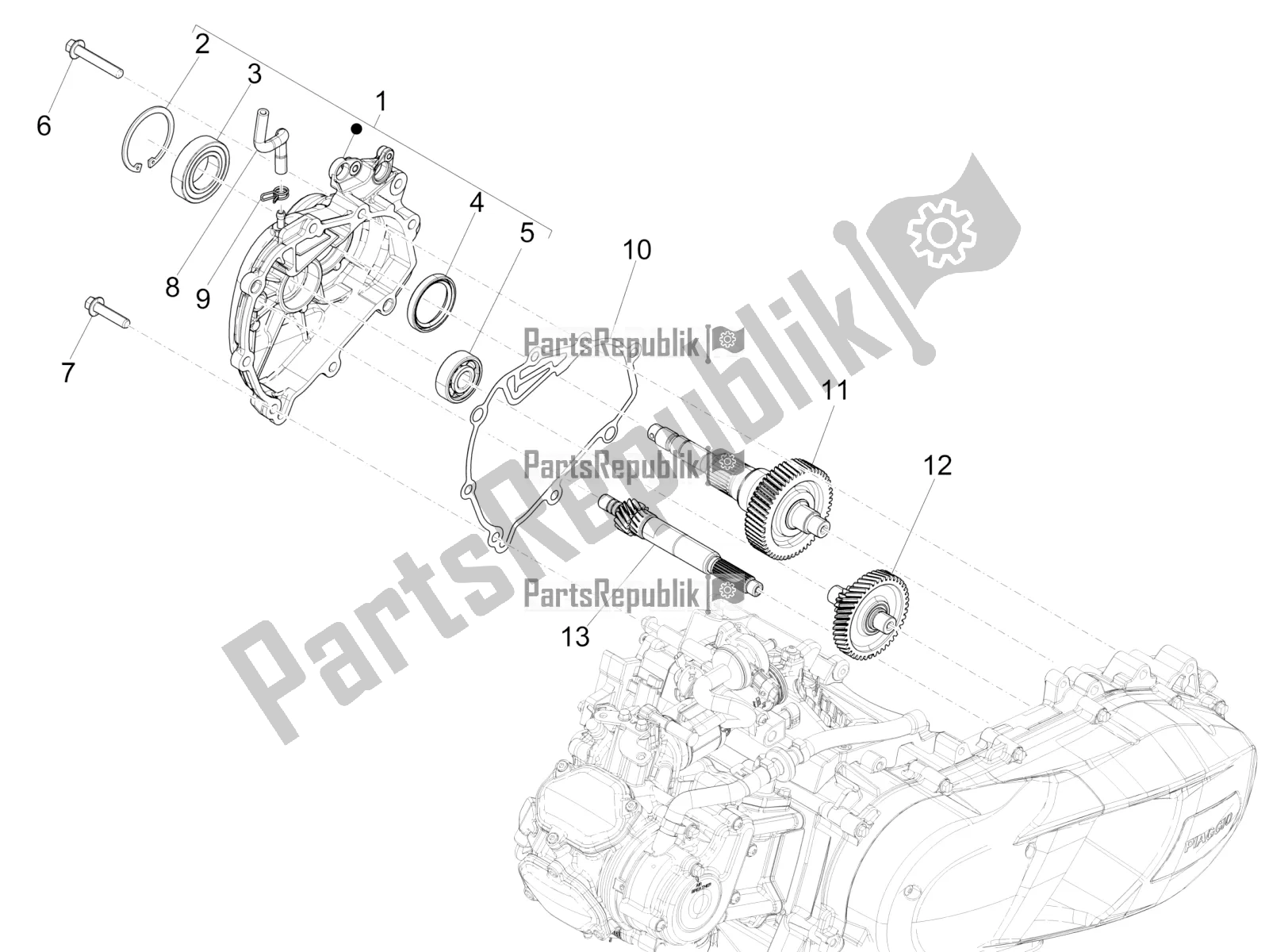 Toutes les pièces pour le Unité De Réduction du Piaggio Medley 150 4T IE ABS 2018