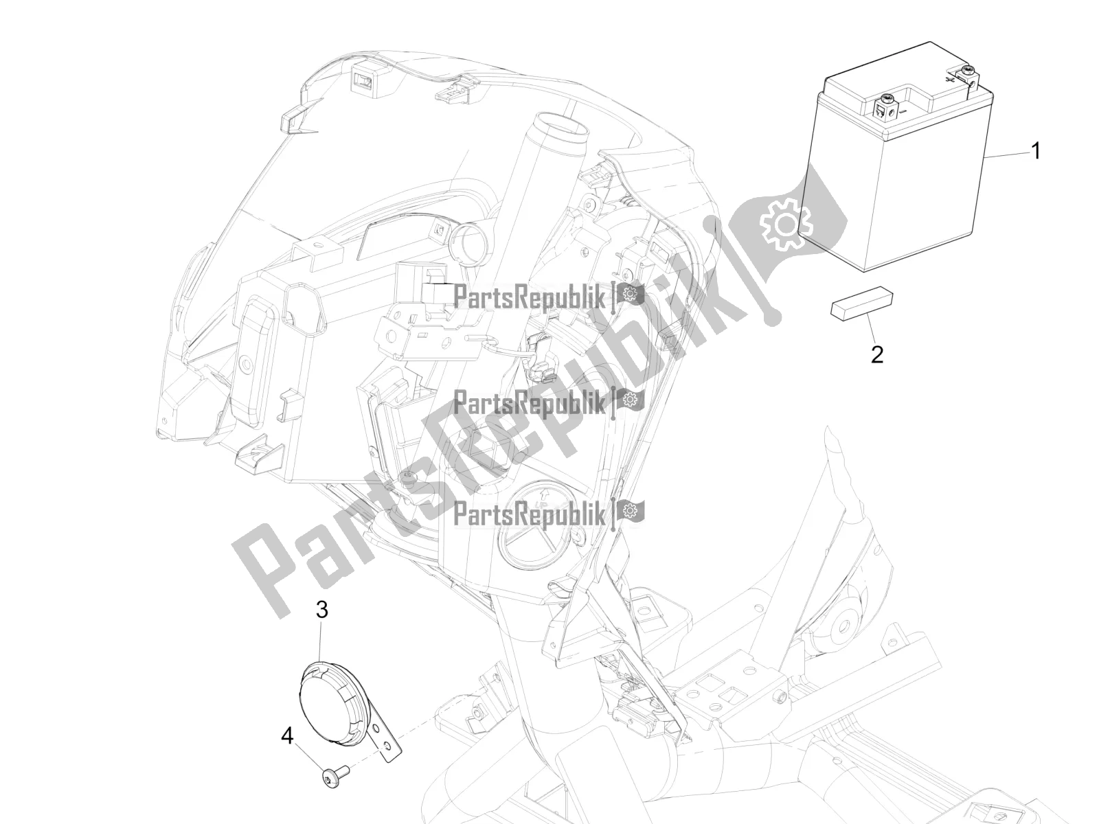 Toutes les pièces pour le Télécommandes - Batterie - Klaxon du Piaggio Medley 150 4T IE ABS 2018