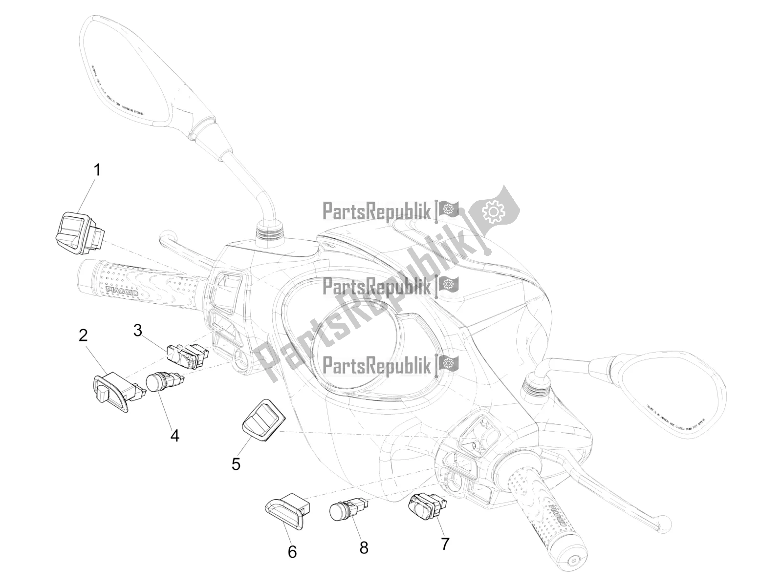 Toutes les pièces pour le Sélecteurs - Interrupteurs - Boutons du Piaggio Medley 150 4T IE ABS 2018