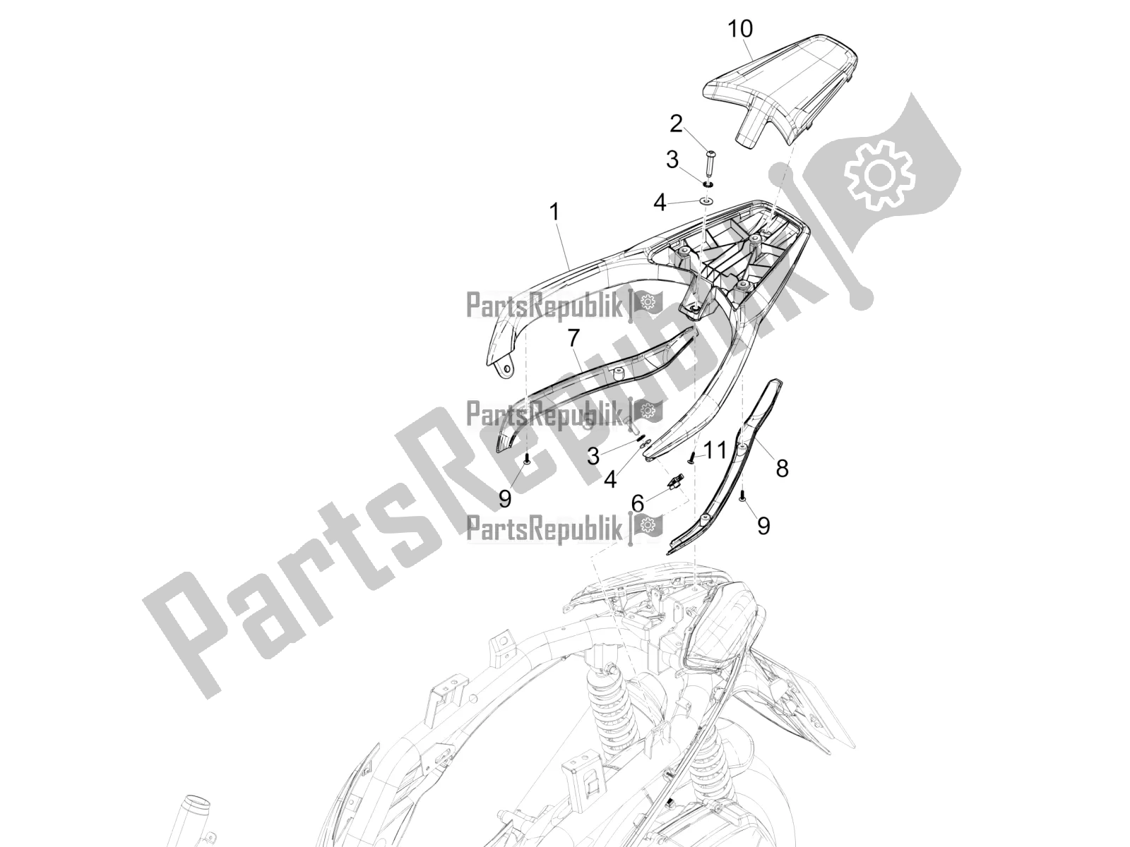 Toutes les pièces pour le Porte-bagages Arrière du Piaggio Medley 150 4T IE ABS 2019