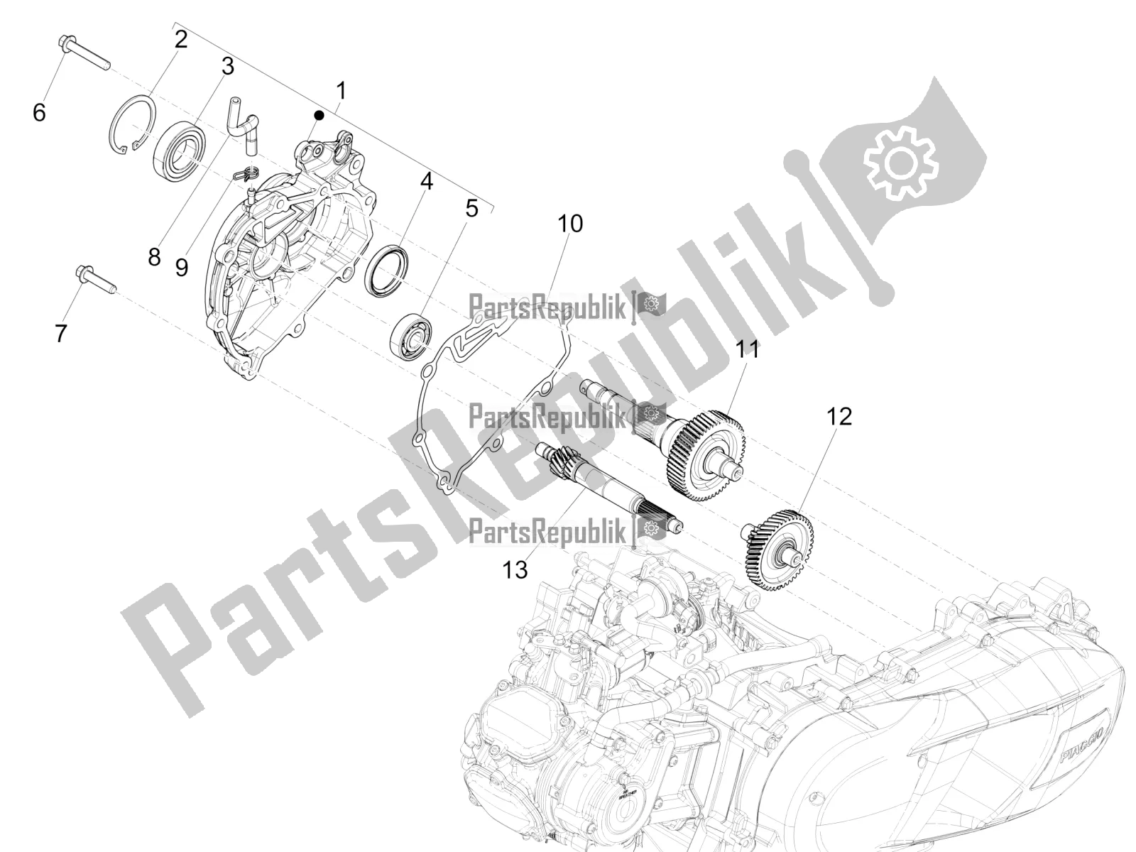 All parts for the Reduction Unit of the Piaggio Medley 150 4T IE ABS 2019
