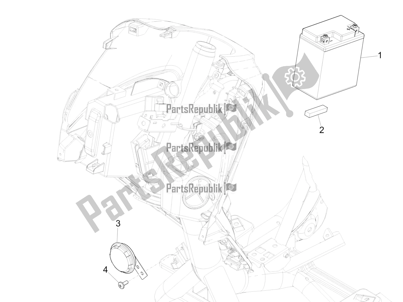 Toutes les pièces pour le Télécommandes - Batterie - Klaxon du Piaggio Medley 150 4T IE ABS 2019