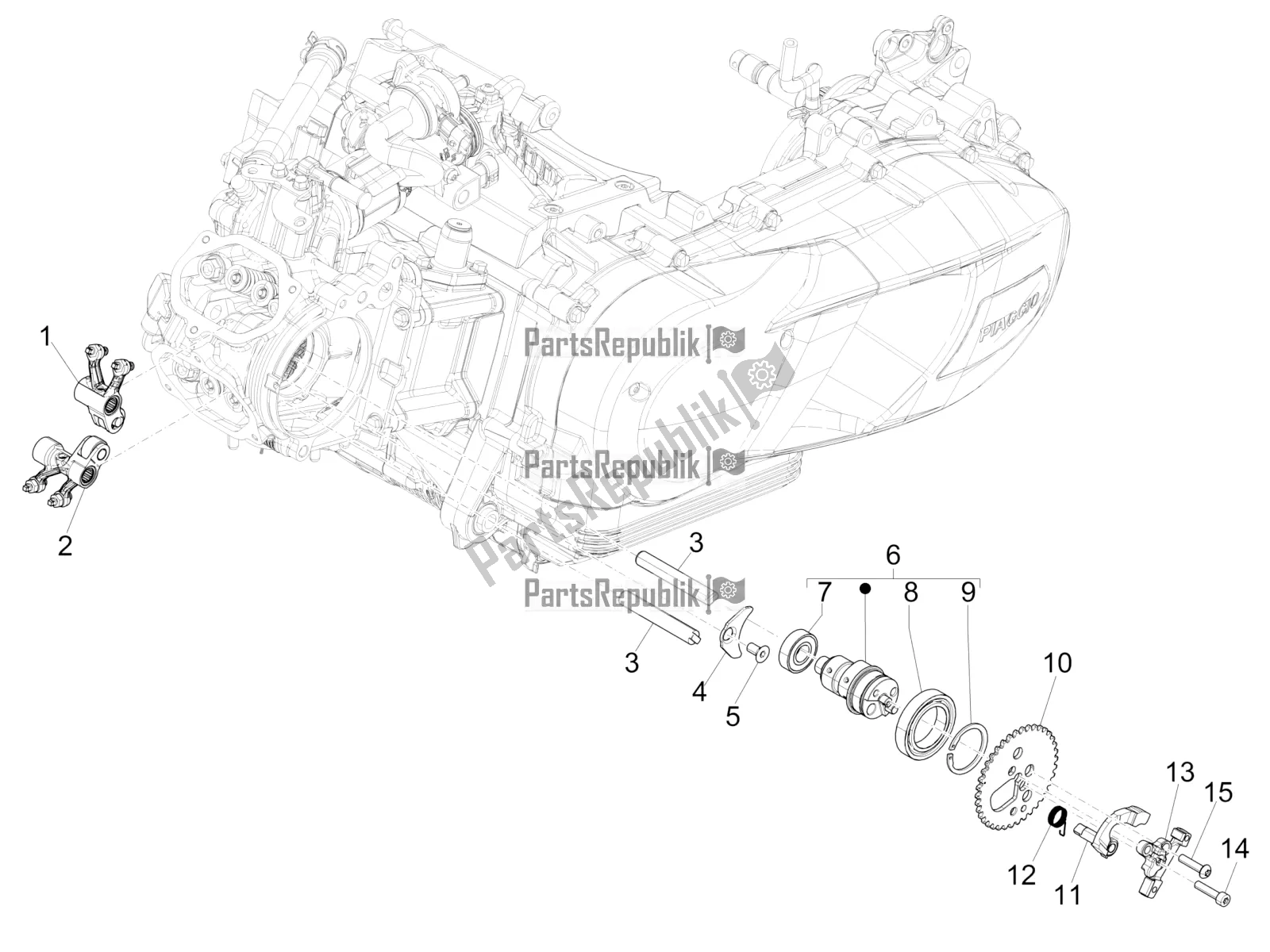 Toutes les pièces pour le Leviers à Bascule Support Unité du Piaggio Medley 150 4T IE ABS 2019