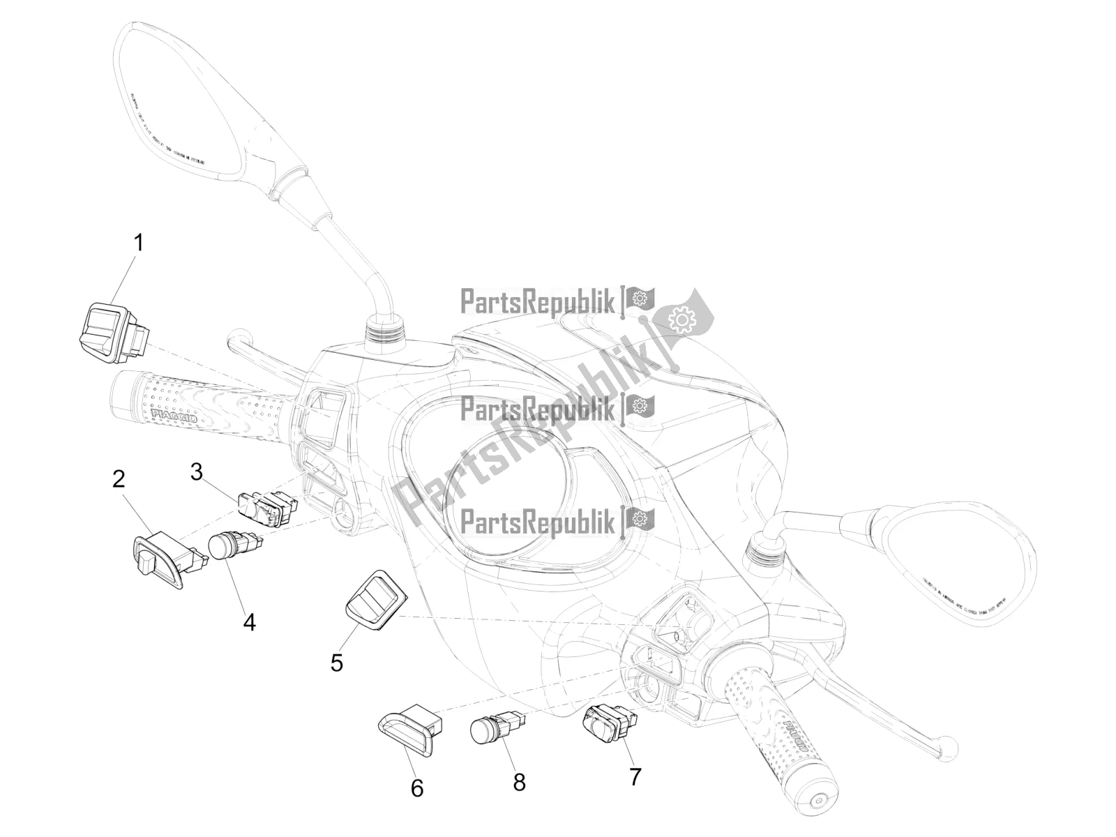 Toutes les pièces pour le Sélecteurs - Interrupteurs - Boutons du Piaggio Medley 150 4T IE ABS 2019