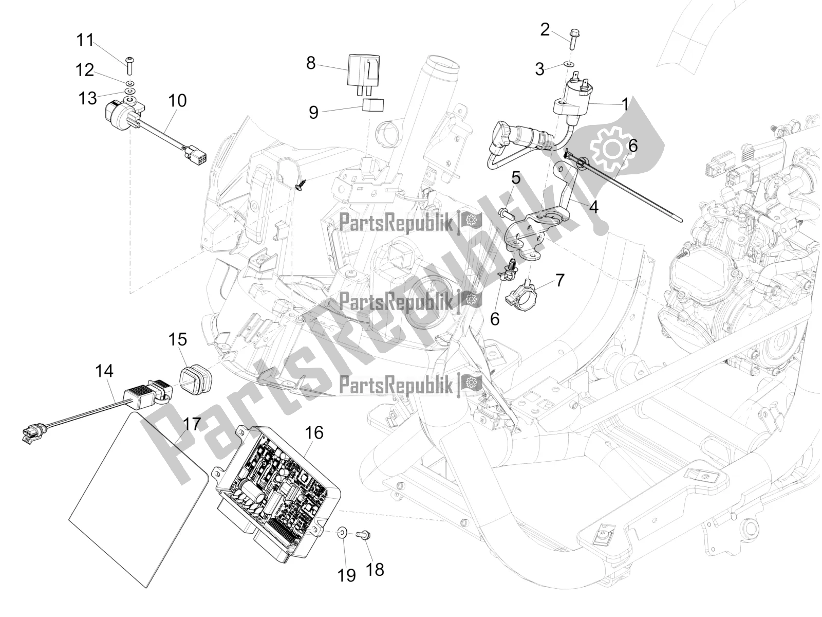 All parts for the Voltage Regulators - Electronic Control Units (ecu) - H. T. Coil of the Piaggio Medley 150 4T IE ABS 2019