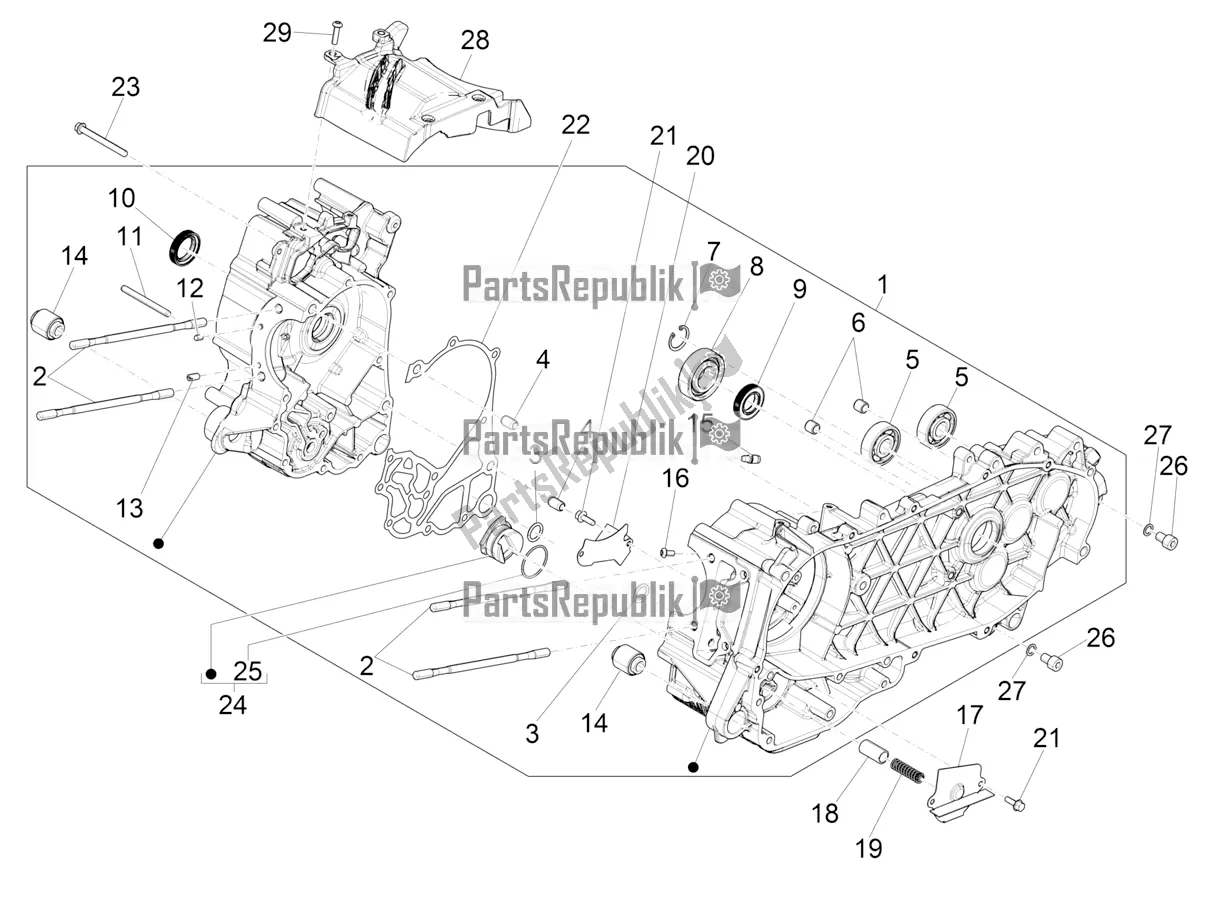 Toutes les pièces pour le Carter du Piaggio Medley 150 E5 2020