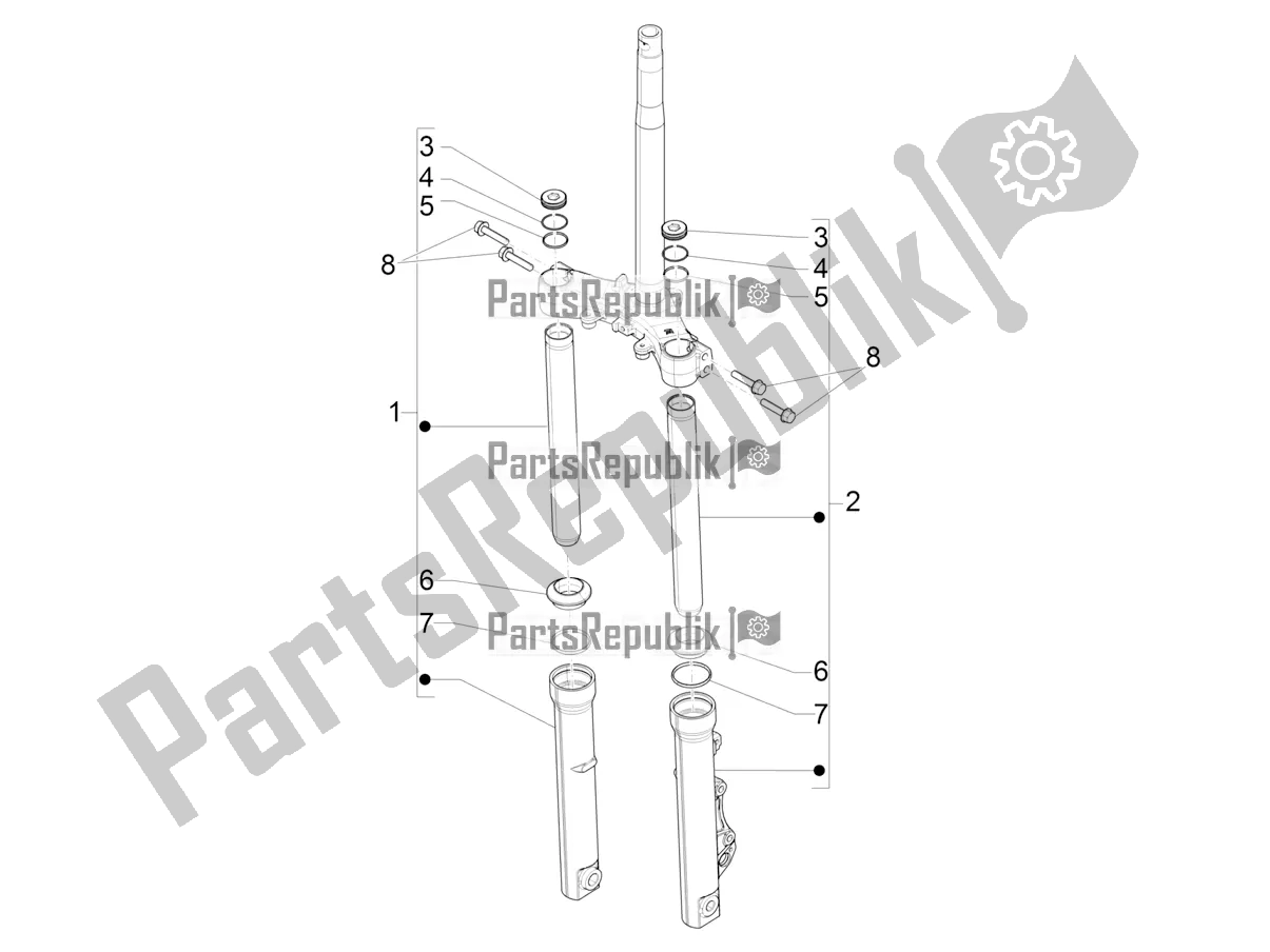 Todas las partes para Fork's Components (showa) de Piaggio Medley 150 E5 2020