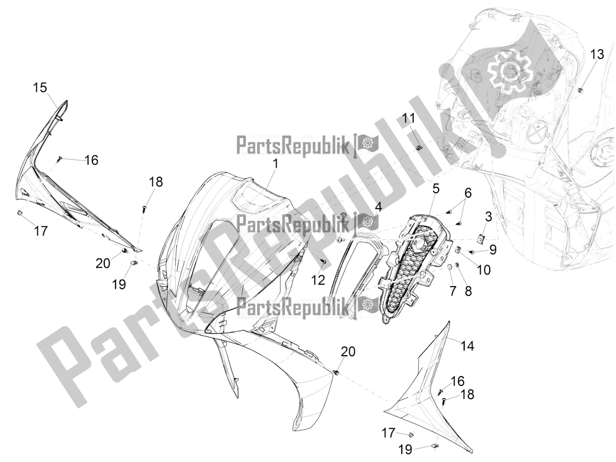 Toutes les pièces pour le Bouclier Avant du Piaggio Medley 150 E5 2020