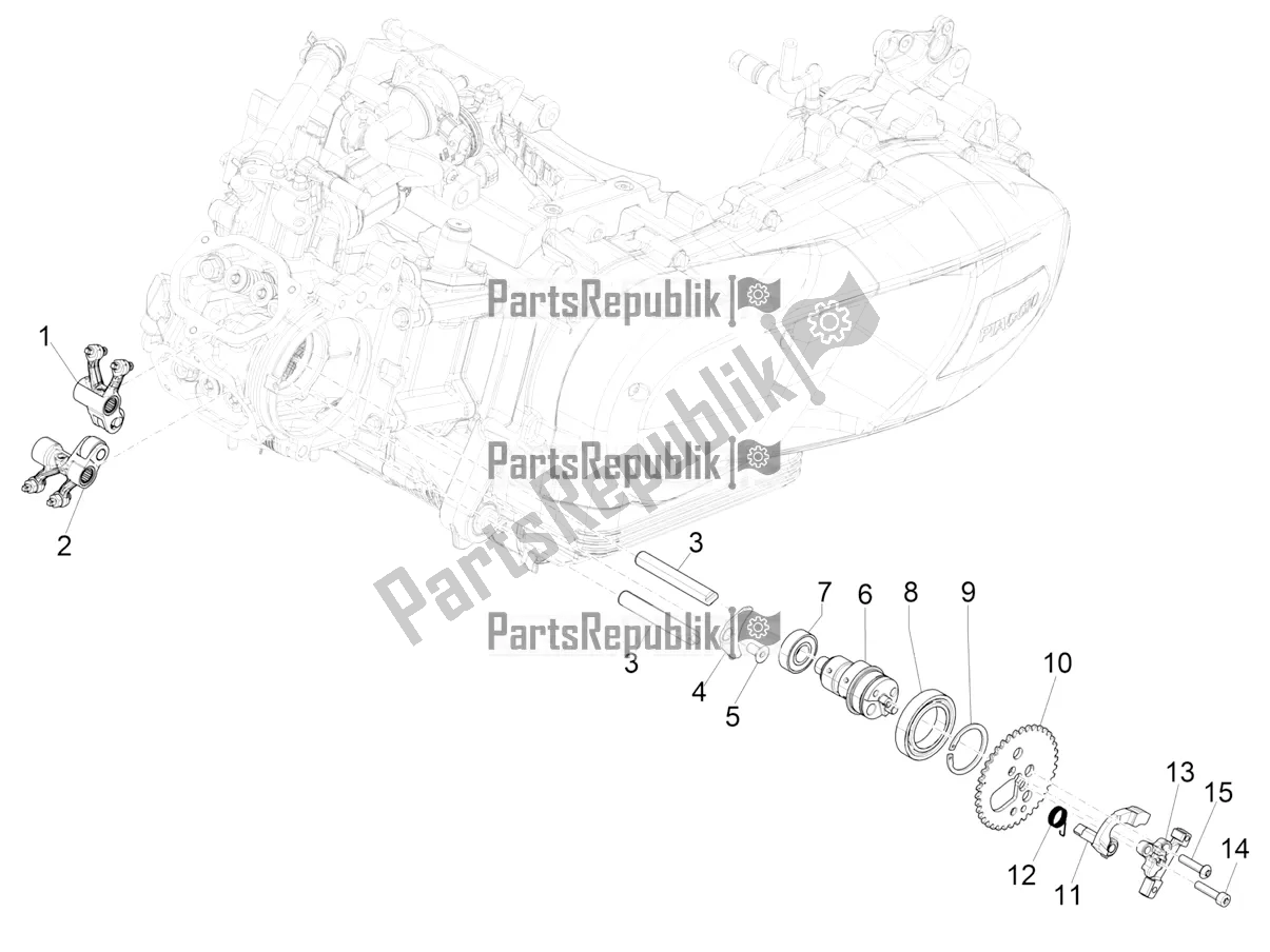 All parts for the Rocking Levers Support Unit of the Piaggio Medley 150 E5 2020