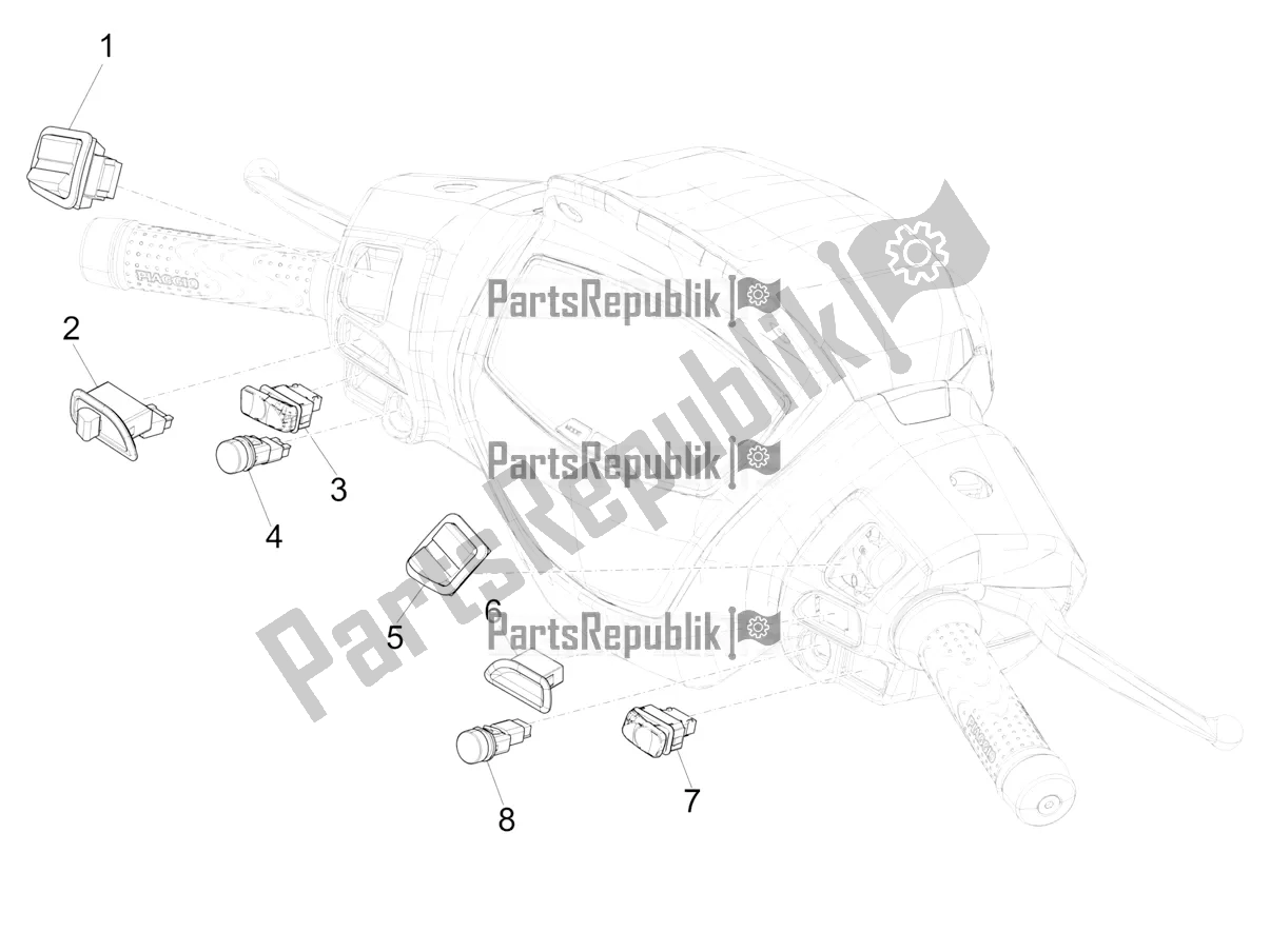 All parts for the Selectors - Switches - Buttons of the Piaggio Medley 150 E5 2020