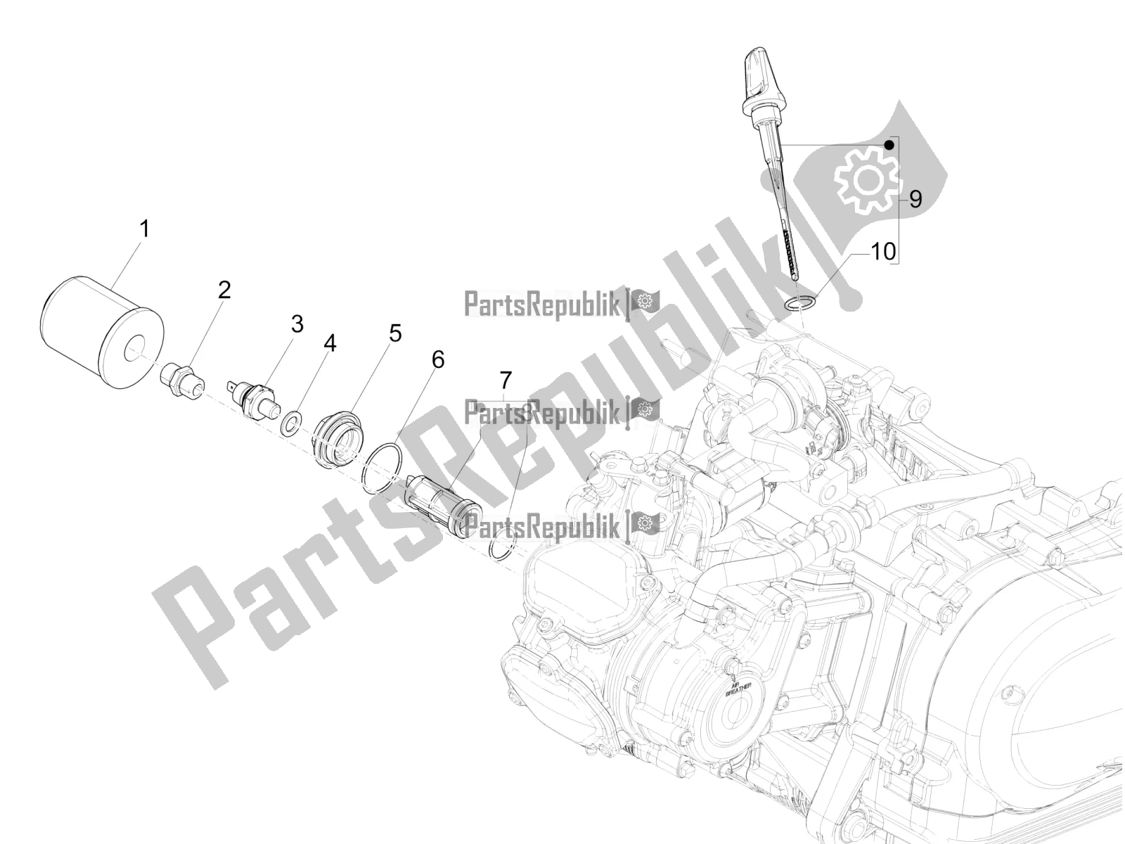 Toutes les pièces pour le Couvercle Magnéto Volant - Filtre à Huile du Piaggio Medley 150 E5 2021