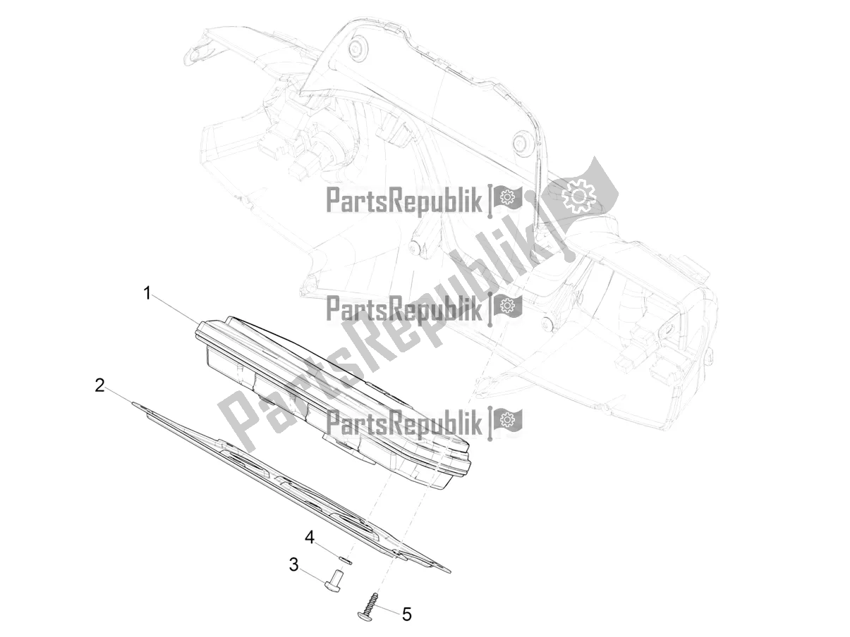 Todas las partes para Combinación De Medidor - Cruscotto de Piaggio Medley 150 E5 2021