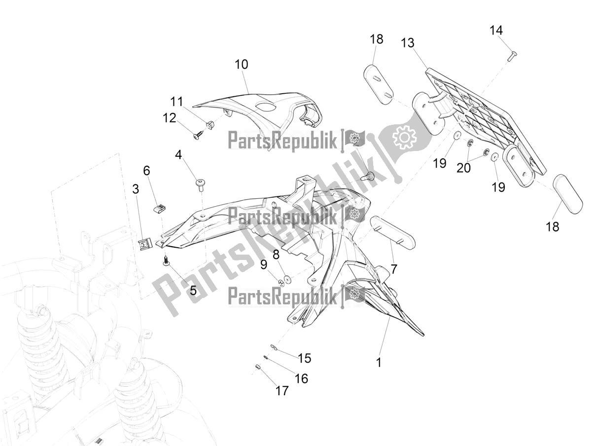 Todas las partes para Cubierta Trasera - Protector Contra Salpicaduras de Piaggio Medley 150 E5 2021
