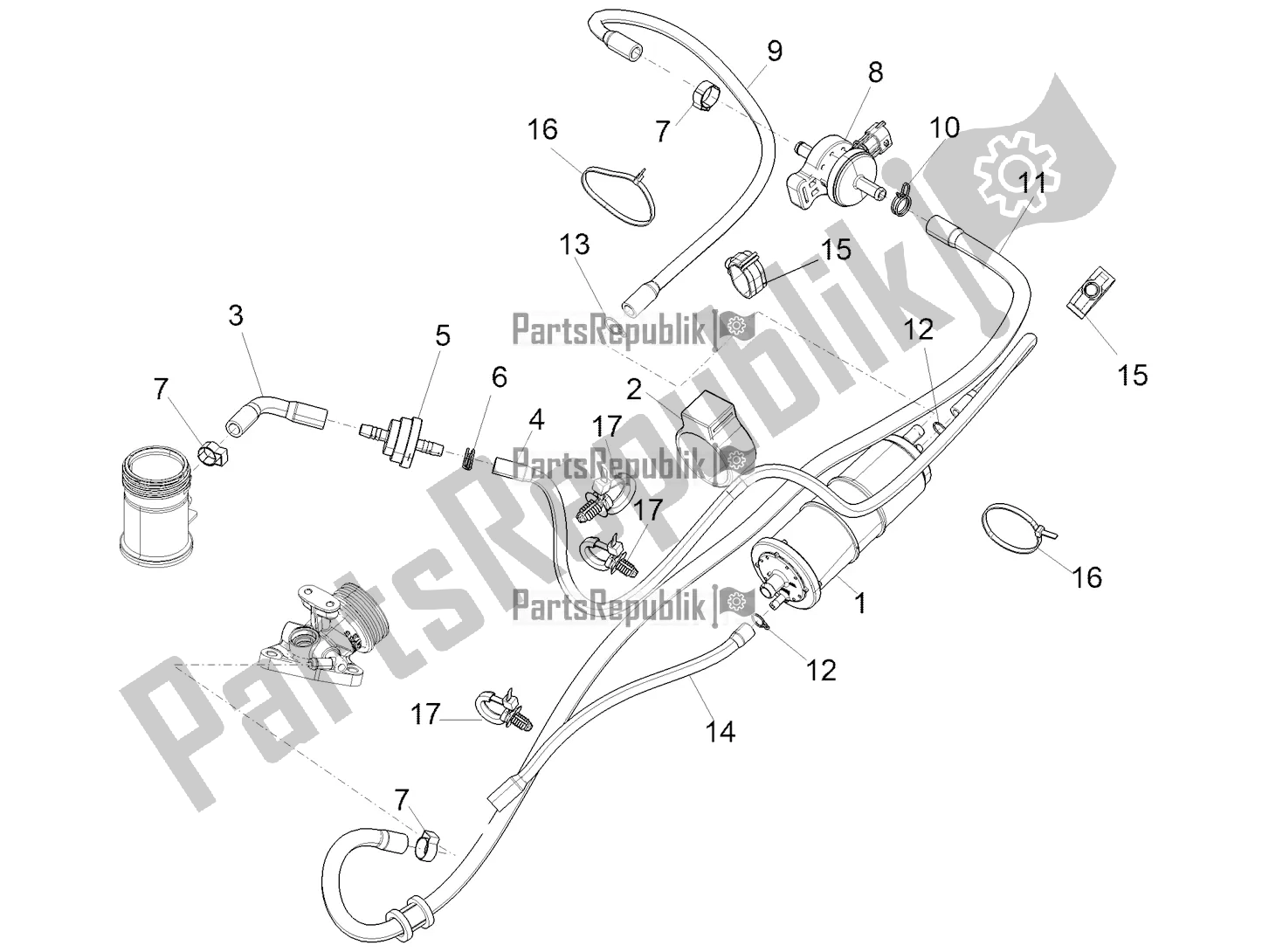 Toutes les pièces pour le Système Anti-percolation du Piaggio Medley 150 E5 2022