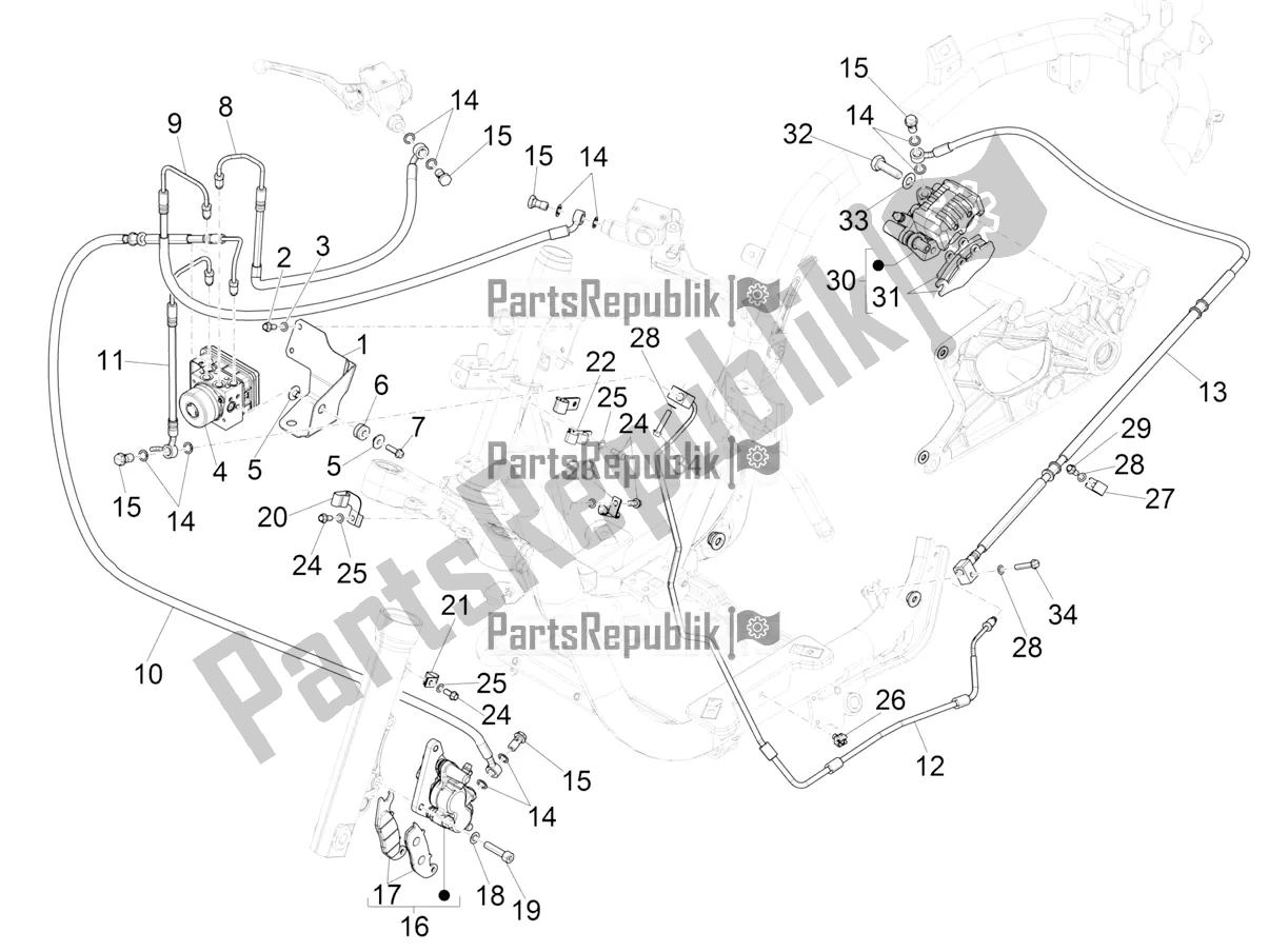Toutes les pièces pour le Tuyaux De Freins - étriers (abs) du Piaggio Medley 150 E5 2022