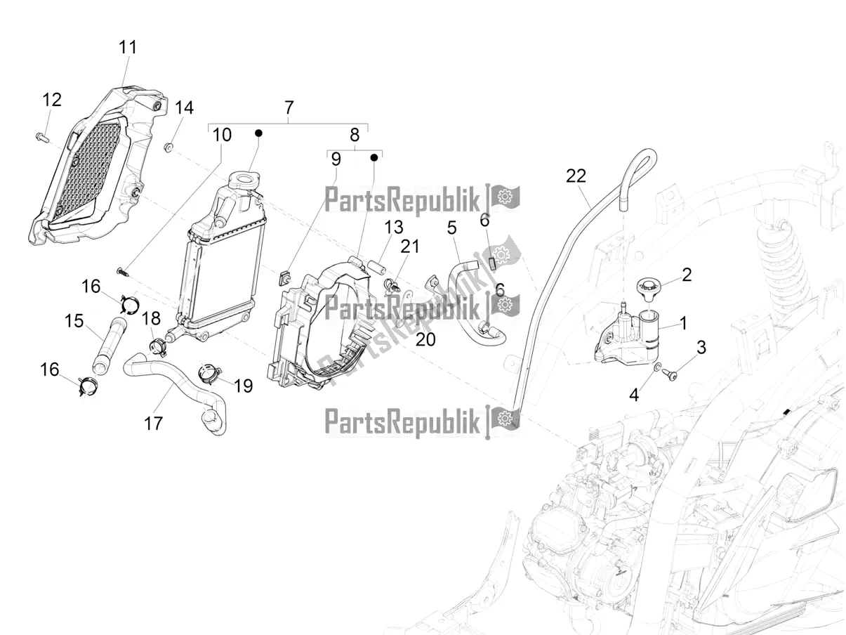 Toutes les pièces pour le Système De Refroidissement du Piaggio Medley 150 E5 2022