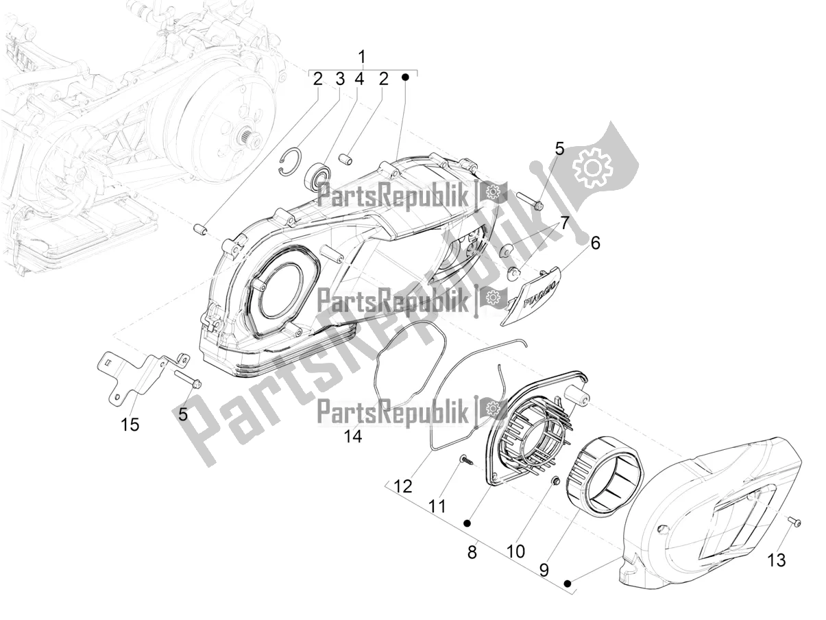 Toutes les pièces pour le Couvercle De Carter - Refroidissement Du Carter du Piaggio Medley 150 E5 2022