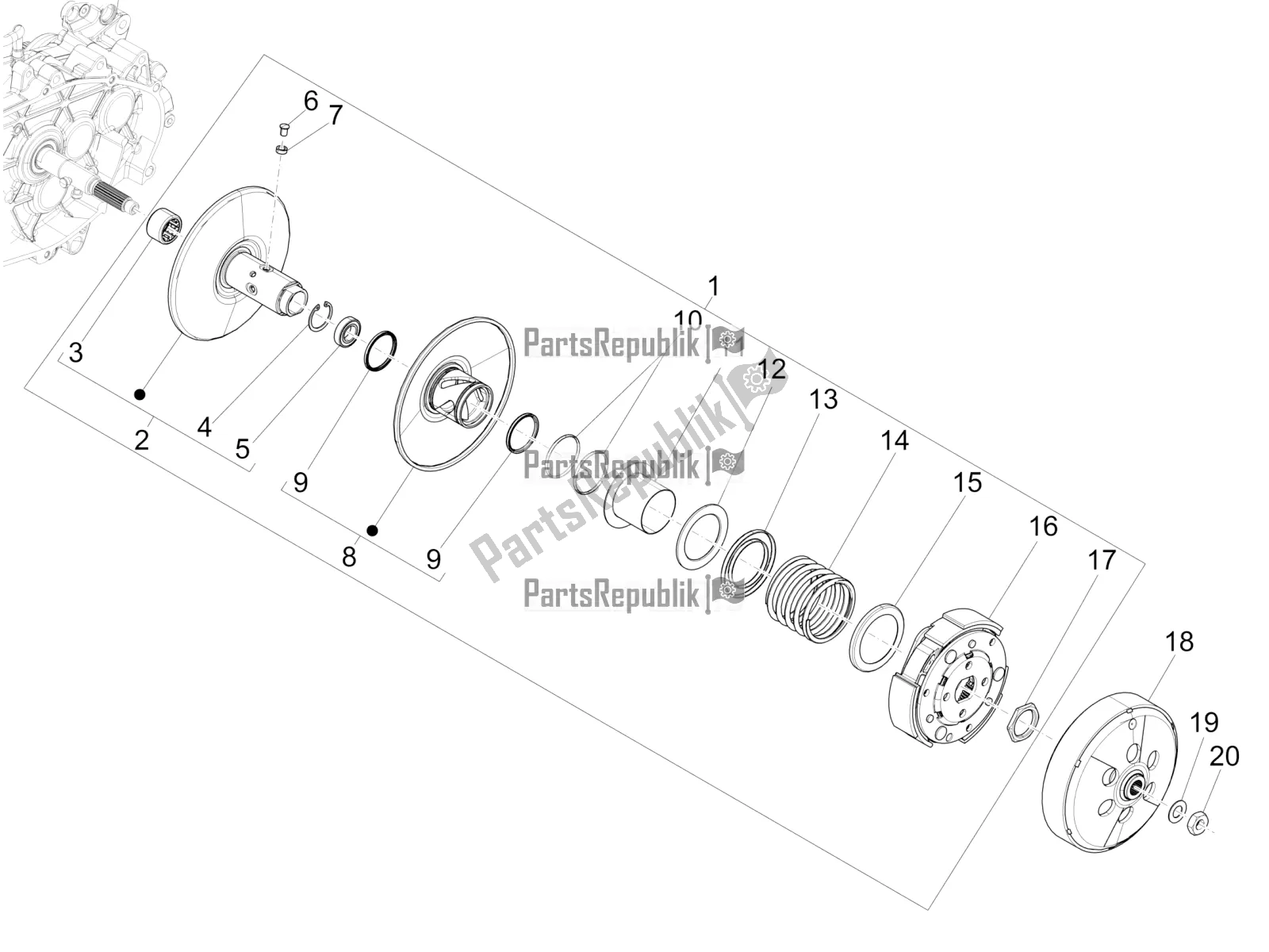 Toutes les pièces pour le Poulie Menée du Piaggio Medley 150 IE ABS 2020