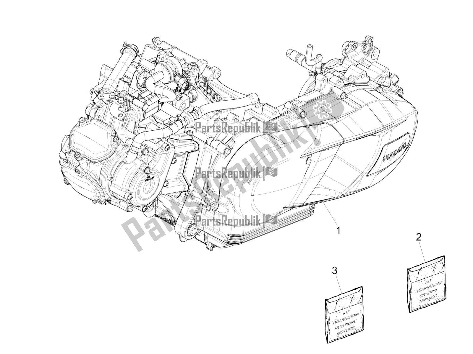 Tutte le parti per il Motore, Assemblaggio del Piaggio Medley 150 IE ABS 2020