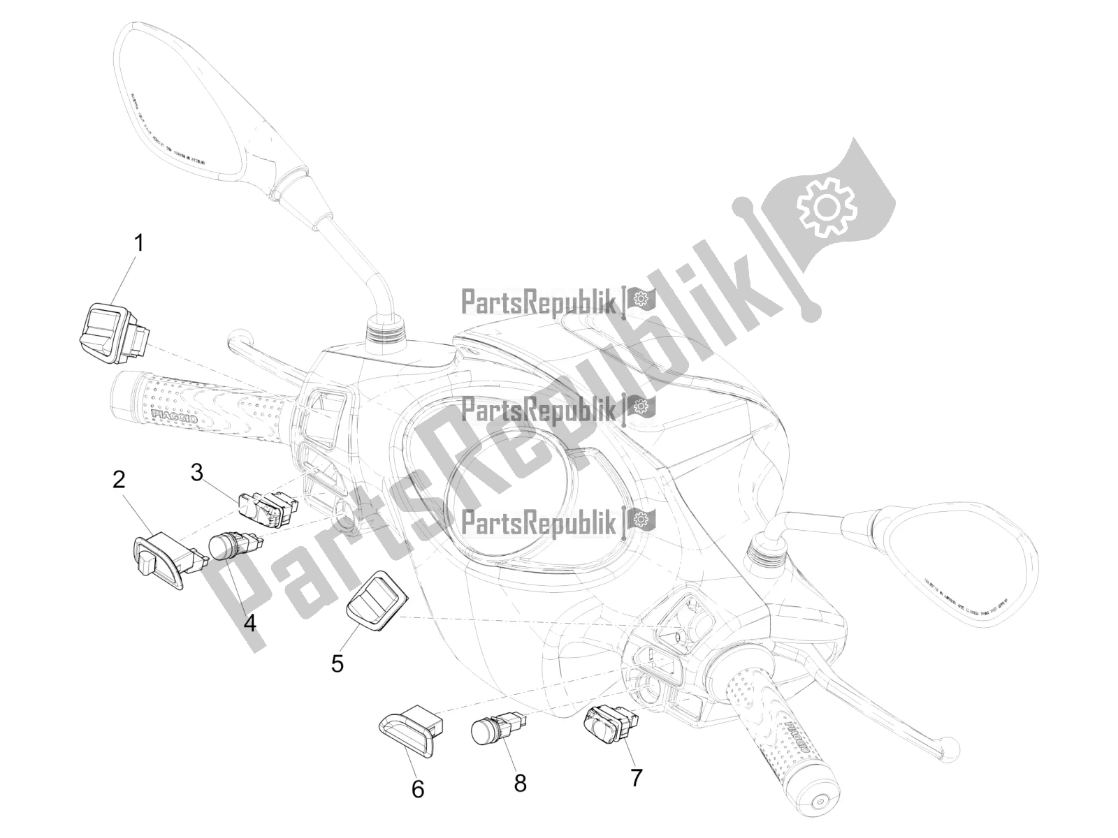 Toutes les pièces pour le Sélecteurs - Interrupteurs - Boutons du Piaggio Medley 150 IE ABS 2020