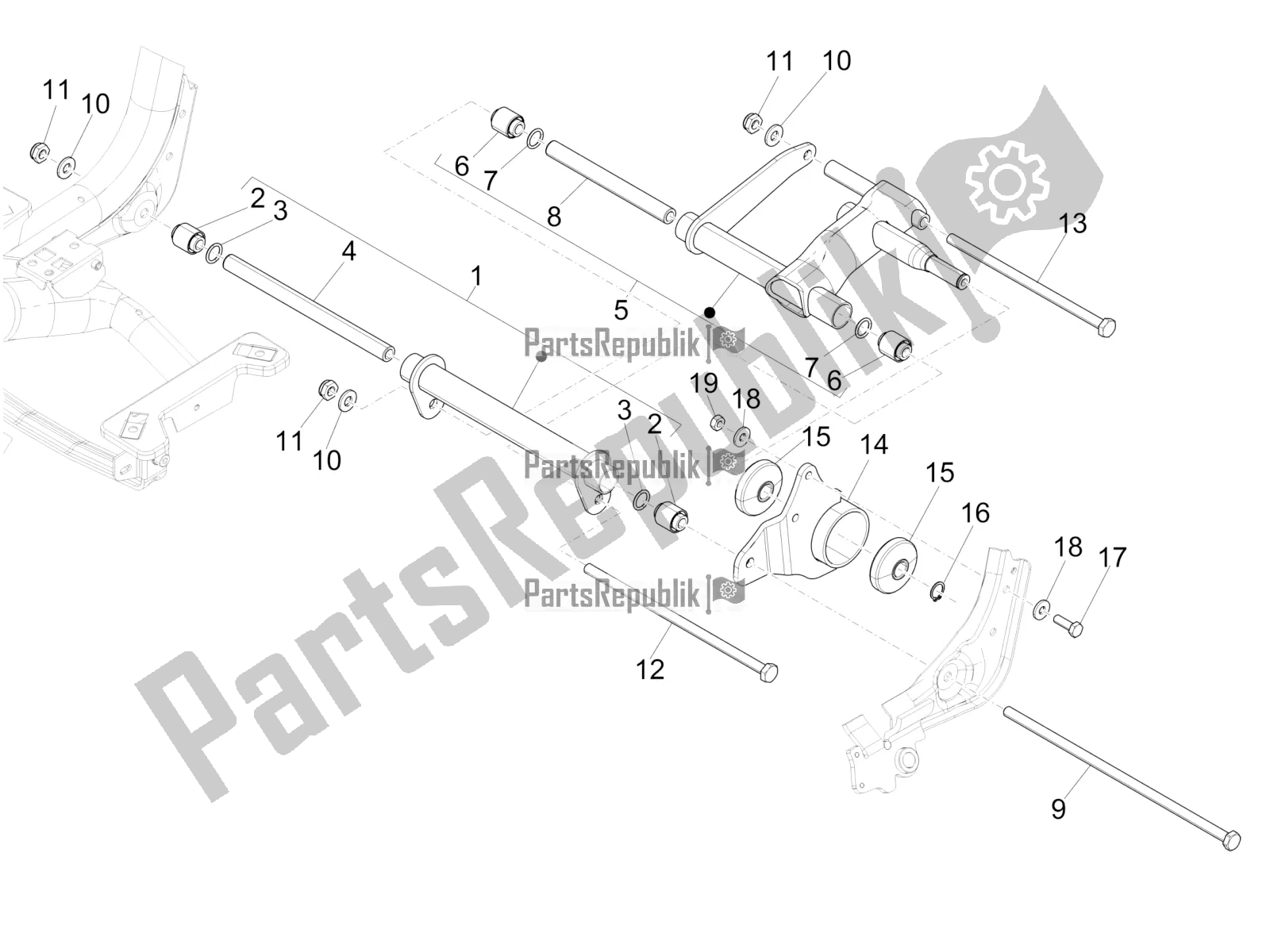 Tutte le parti per il Braccio Oscillante del Piaggio Medley 150 IE ABS 2020