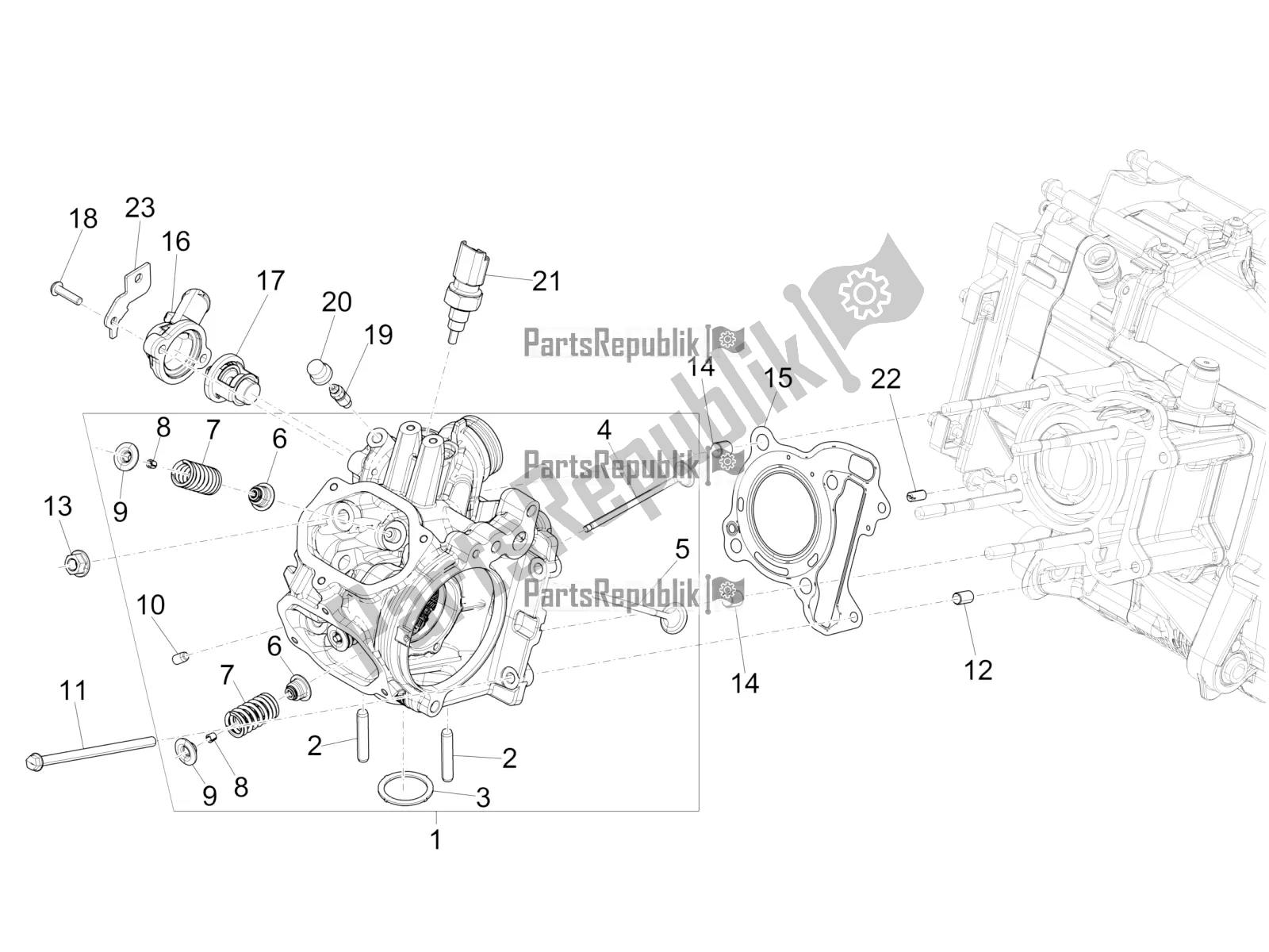 All parts for the Cylinder Head Unit - Valve of the Piaggio Medley 150 IE ABS Apac 2016